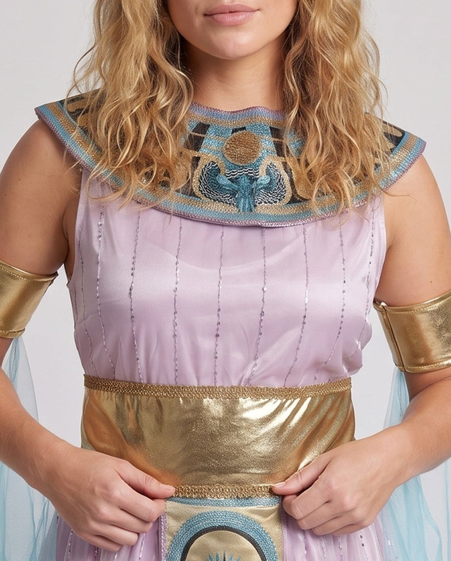 Women's Egyptian Queen Costume with Glamorous Headpiece and Tulle Details Chichicherry