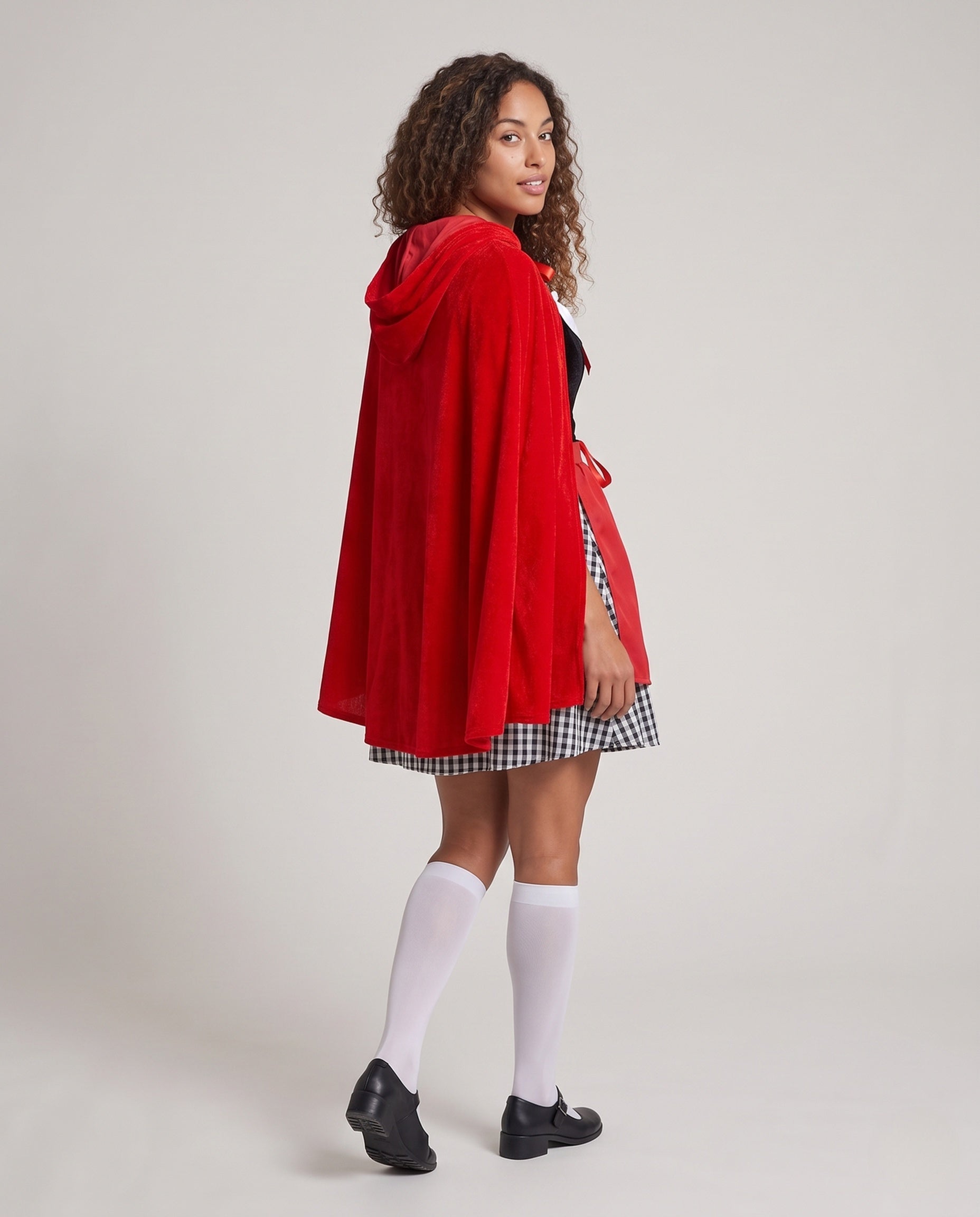 Women's Fairy Tale Little Red Riding Hood Costume with Elegant Hood and Cheerful Tulle Skirt Chichicherry
