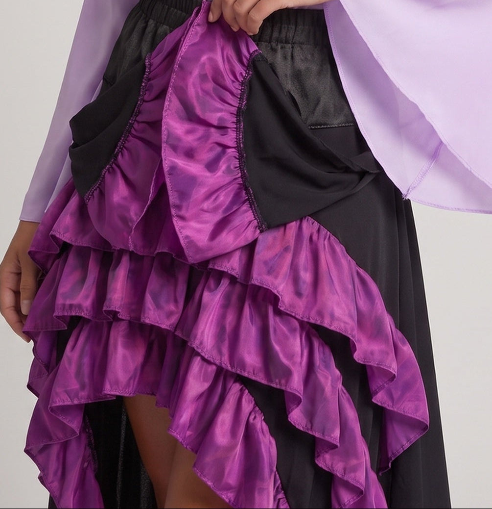 Women Historical Ruffle Dress with Elegant Corsage and Flared Skirt Chichicherry