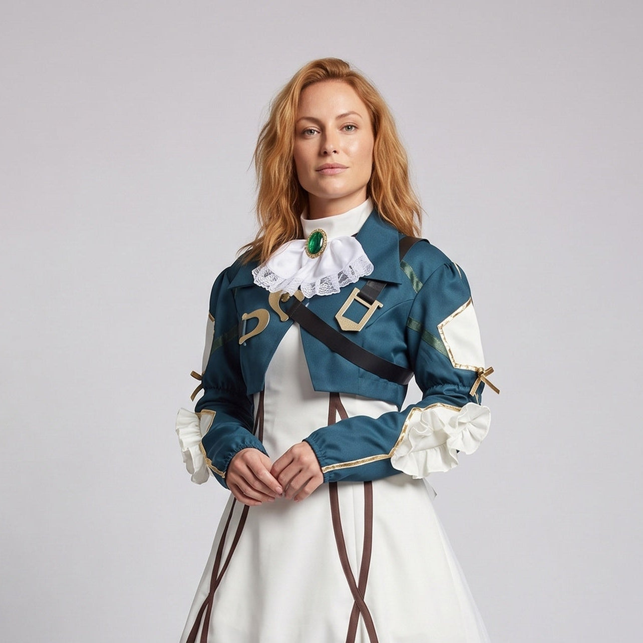 Women's Festive Cosplay Dress with Ruffles and Detailed Blouse Chichicherry