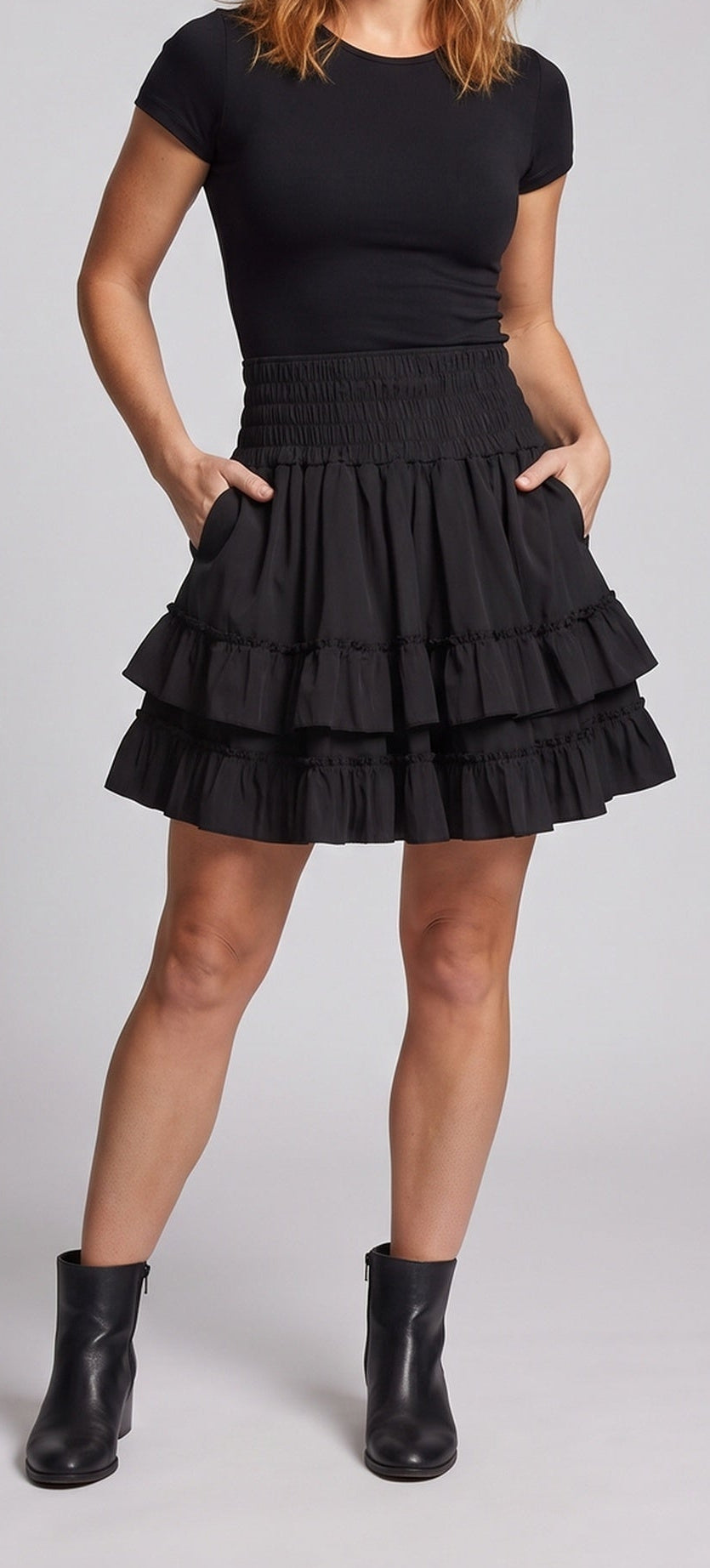 Women's traditional skirt with playful ruffle details and lacing Chichicherry