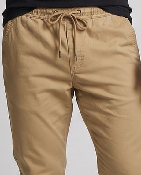 Men's Slim Fit Chino Jogger with Elastic Waistband and Drawstring Chichicherry