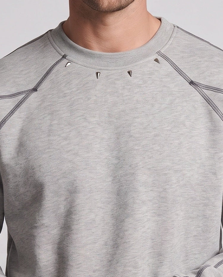 Men's Oversize Sweatshirt with Contrast Seams, Raglan Sleeves & Ribbed Hem Chichicherry