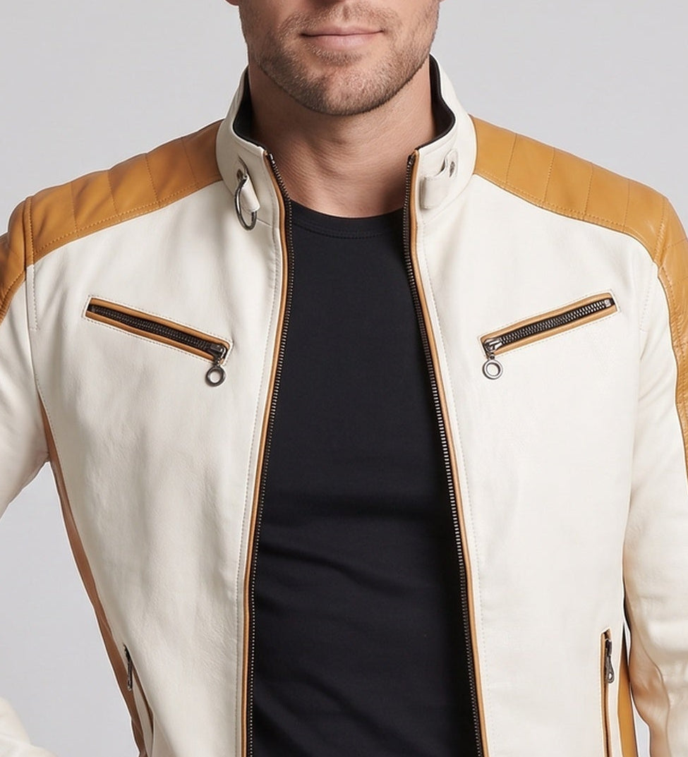 Men's Fashion Faux Leather Jacket with Quilted Details Chichicherry 1788322039