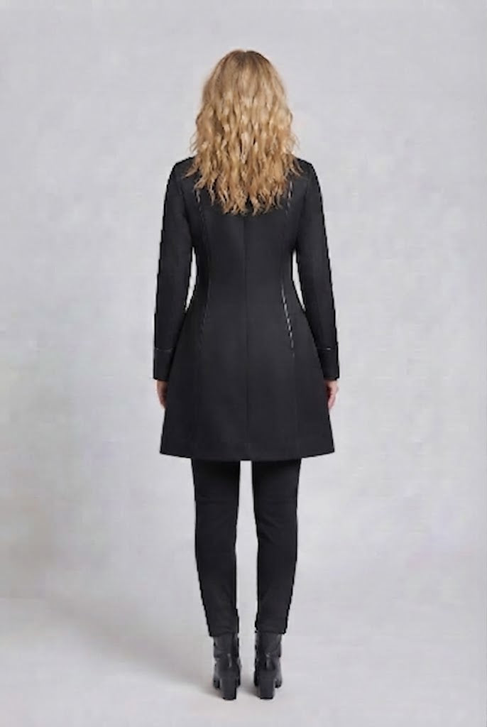 Women's elegant tailcoat with lace accents and decorative button placket Chichicherry