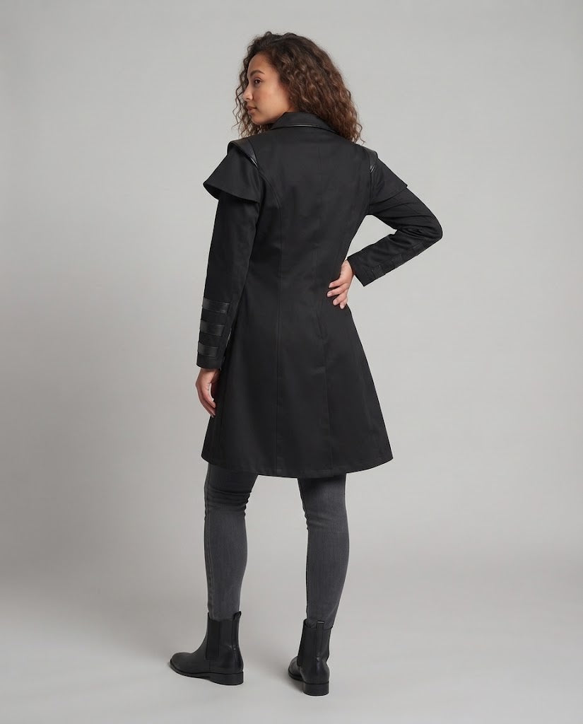 Women's Off-Shoulder Coat with Voluminous Sleeves and Decorative Accents Chichicherry