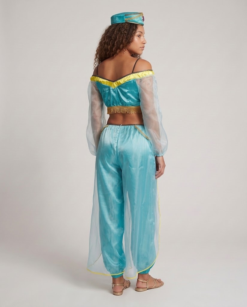 Women's Enchanted Oriental Costume with Transparent Sleeves and Embellished Details Chichicherry