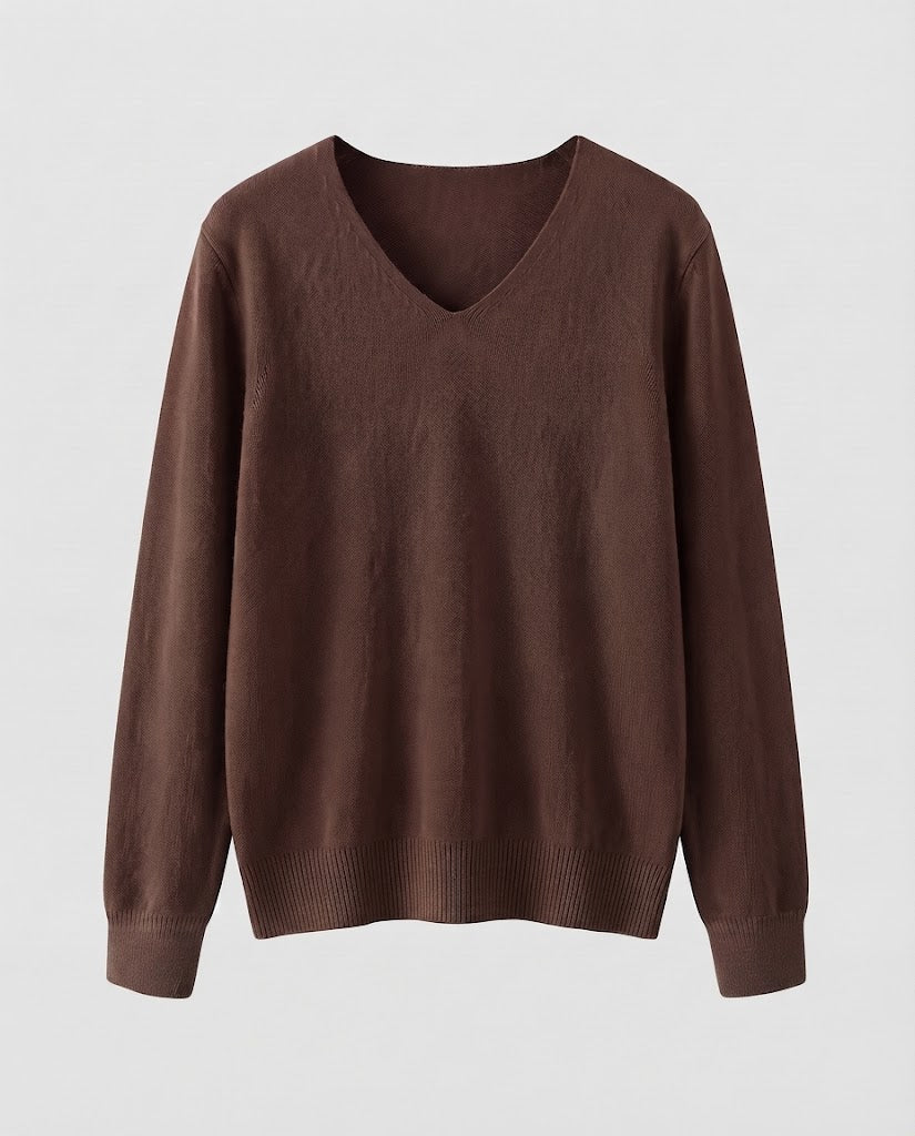 Women Fine Knit V-Neck Sweater made of Cozy Angora Mix Chichicherry