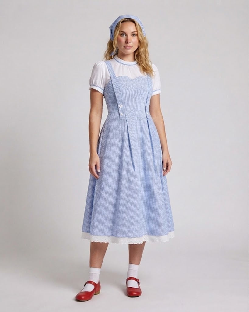 Ladies' traditional dress with historical accents and ruffle details Chichicherry