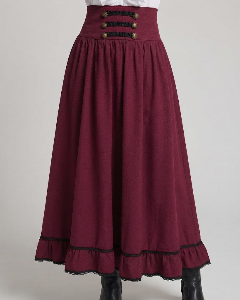 Ladies Elegant Maxi Skirt with Lacing and Leg Slit Chichicherry