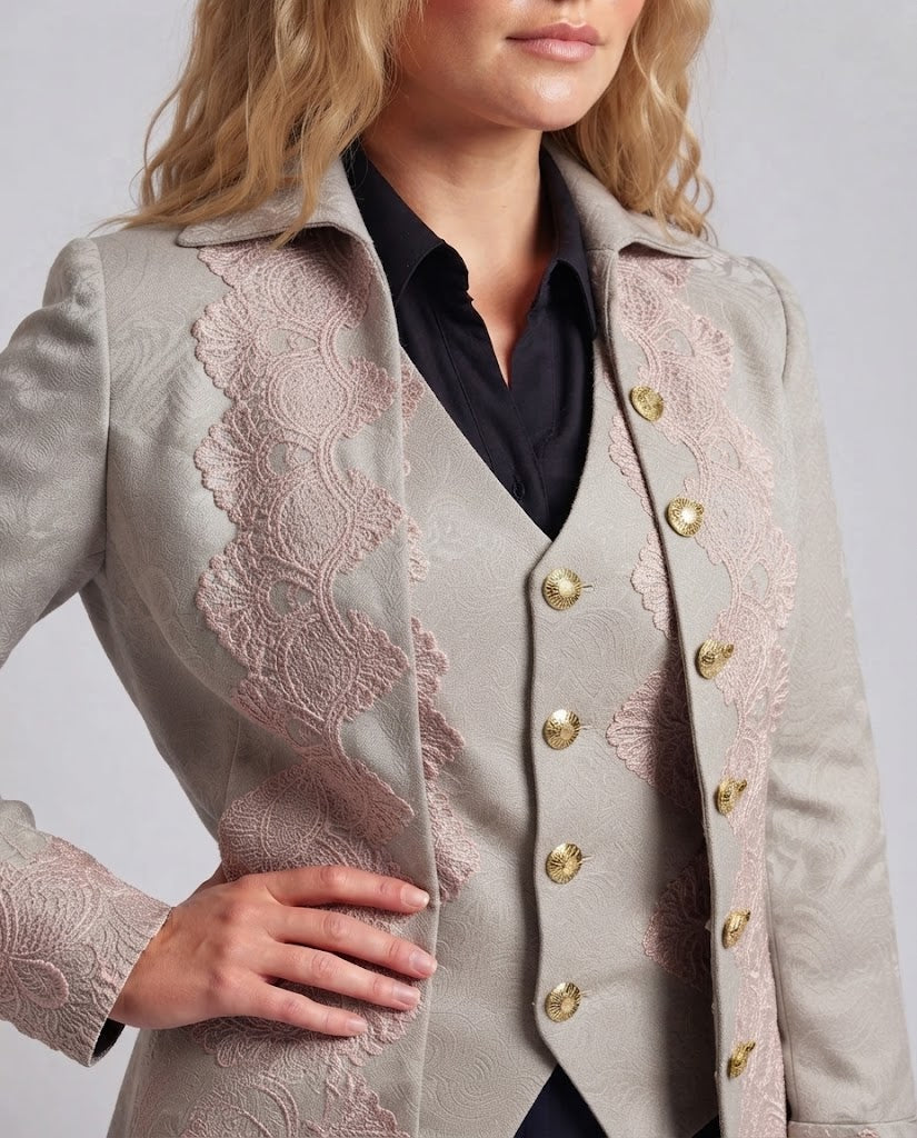 Women's Elegant Chichicherry Jacket with Opulent Lace Embellishments Chichicherry