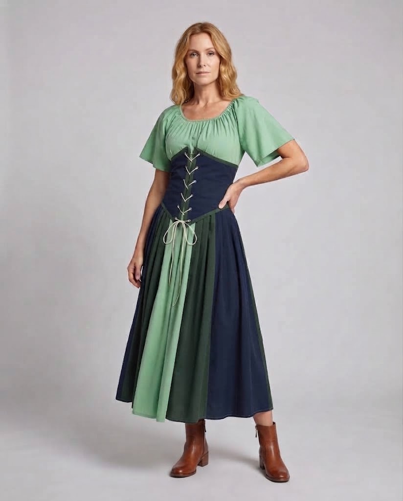 Women's wrap dress with intricate lacing design and flowing skirt Chichicherry