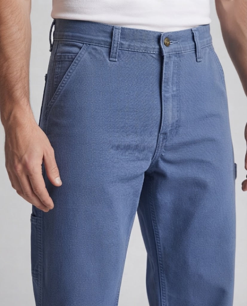Men's Wide Worker Denim Pants with Tool Loop and High Waist Chichicherry