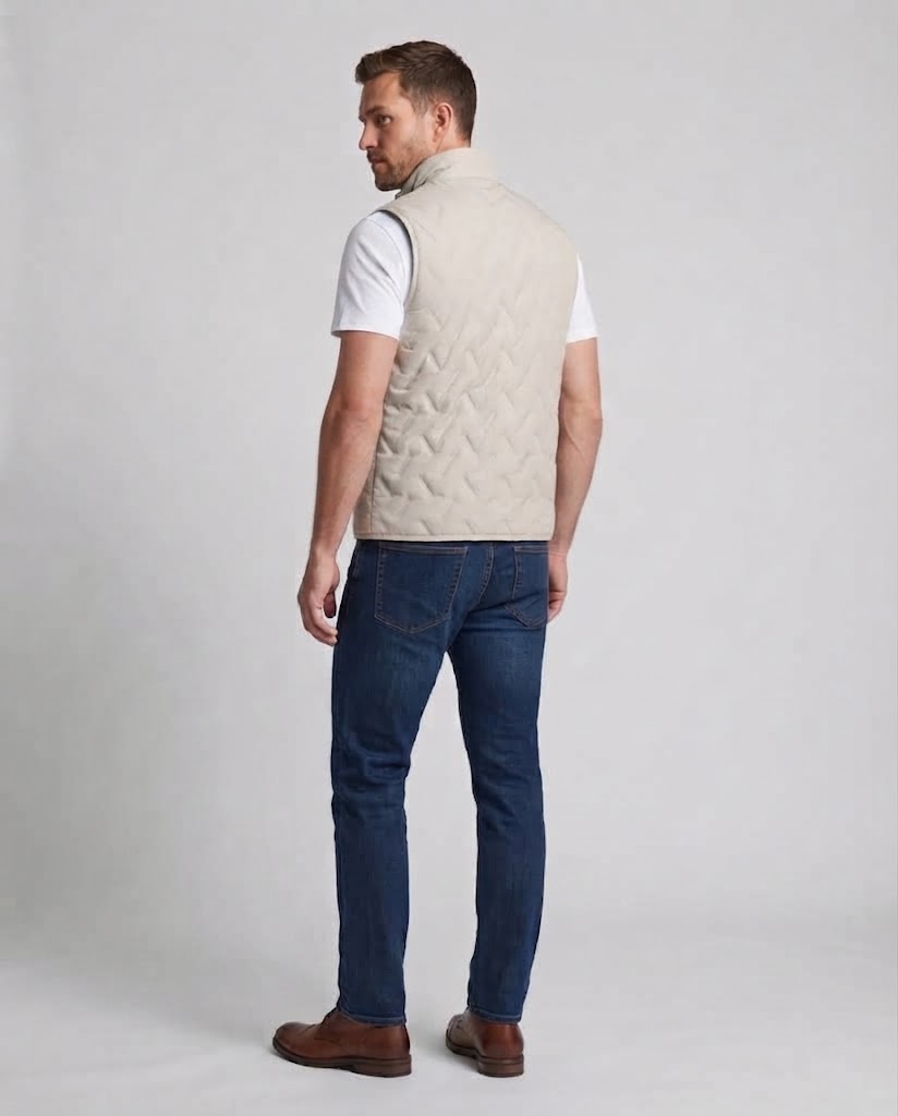 Men's thermally insulated quilted vest with high stand collar and full zip Chichicherry