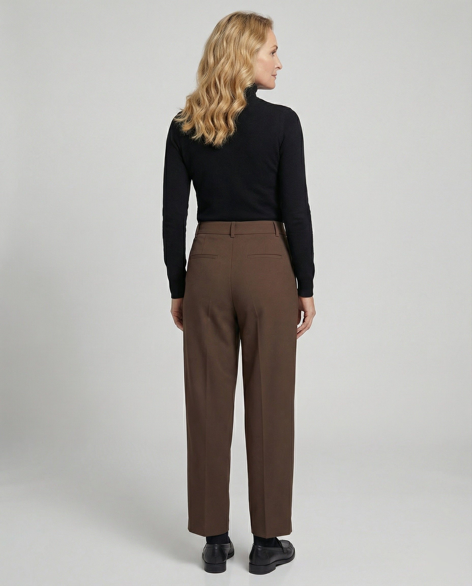 Women's Fabric Trousers with High Waist
