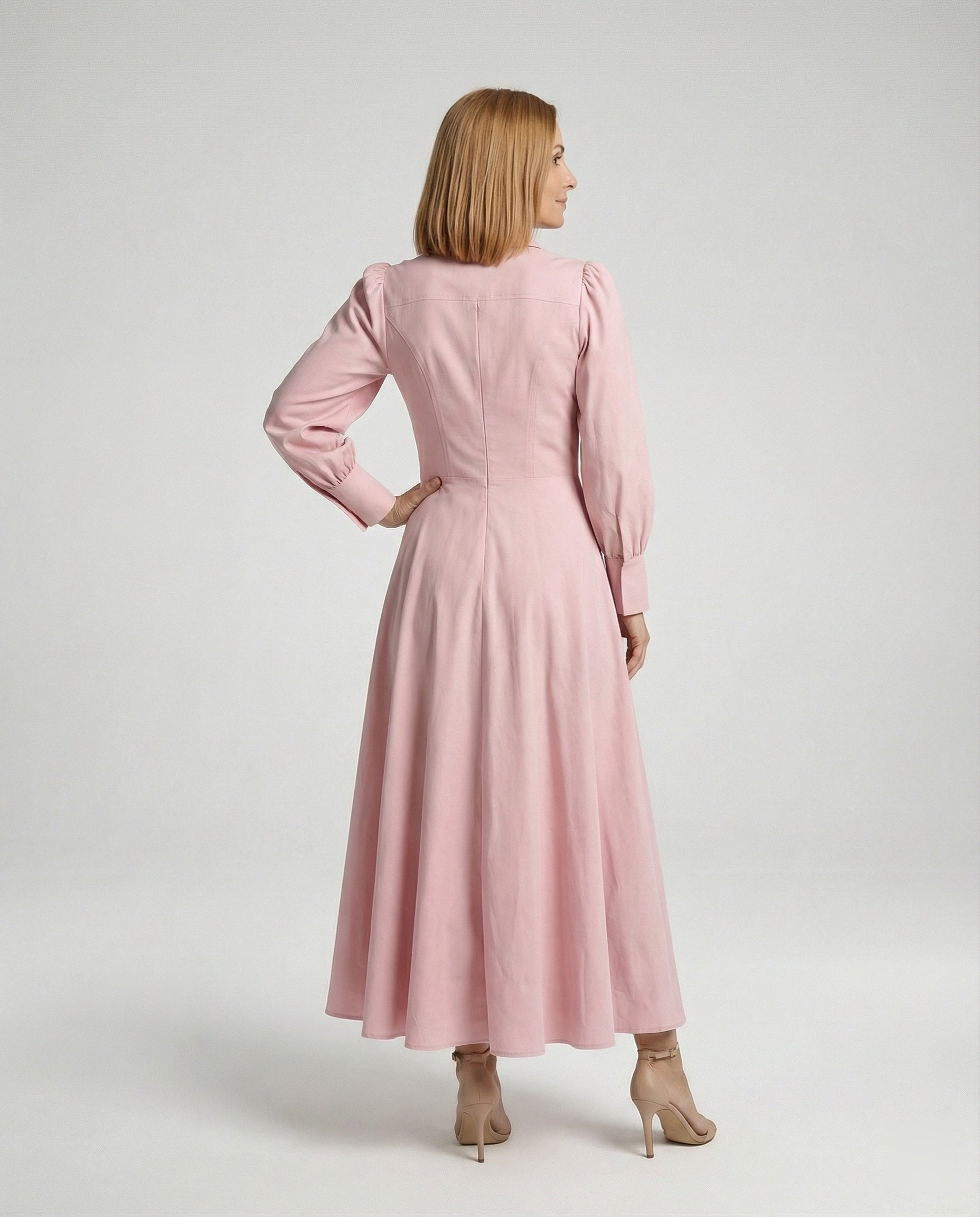 Women's Shirt Dress Maxi with Balloon Sleeves