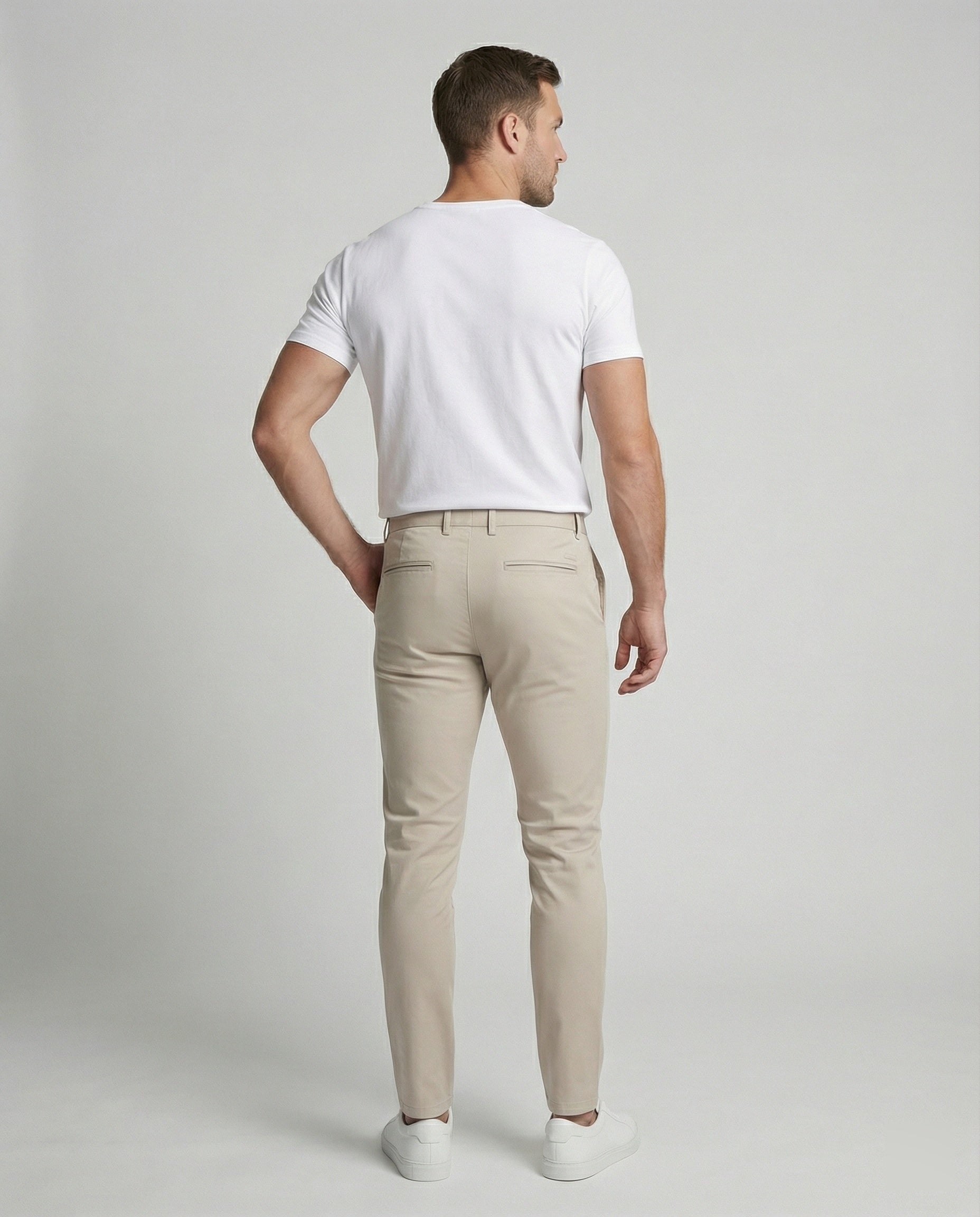 Men's Slim Fit Pants with Elastic Waistband