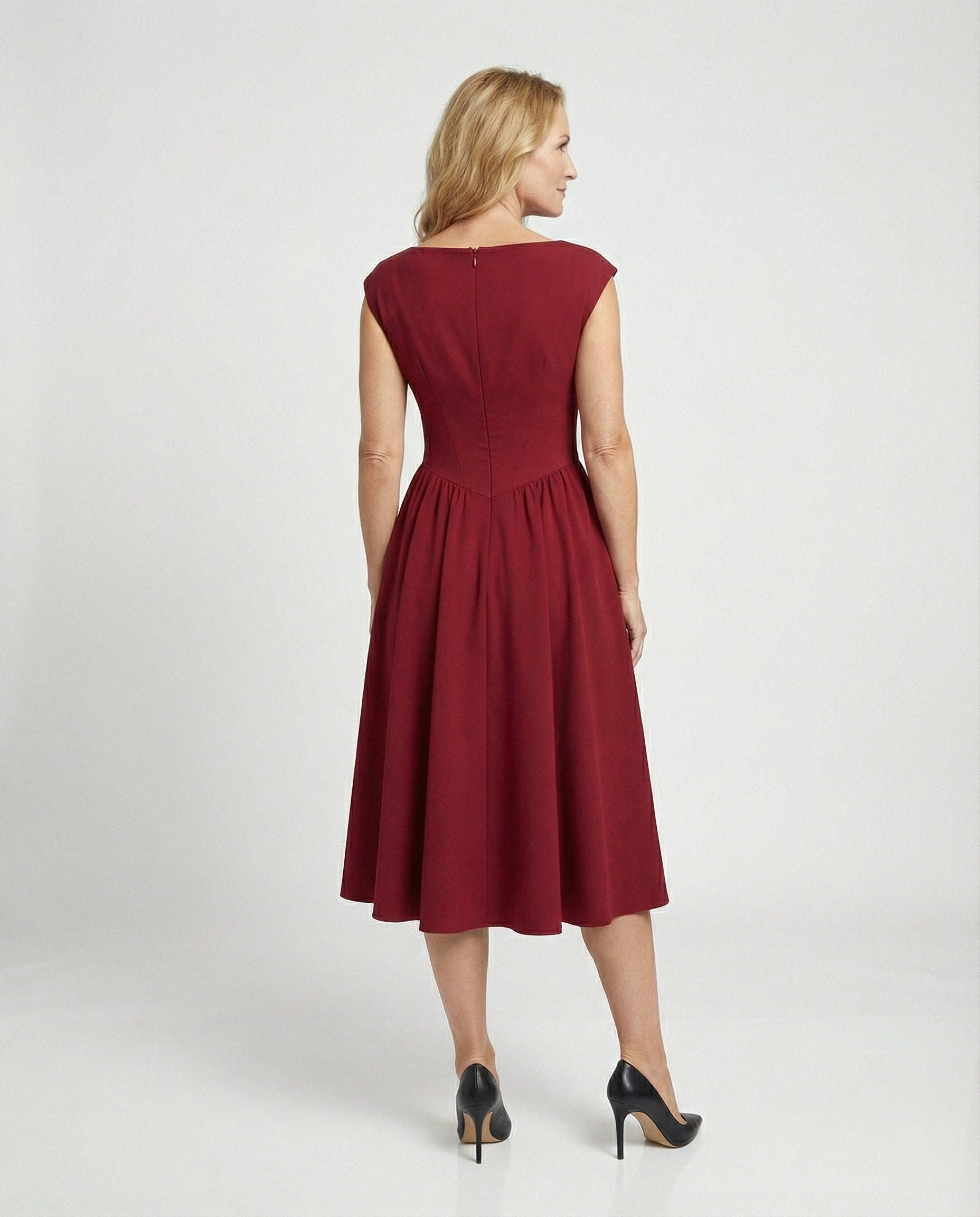 Women's Midi Dress with Flared Skirt