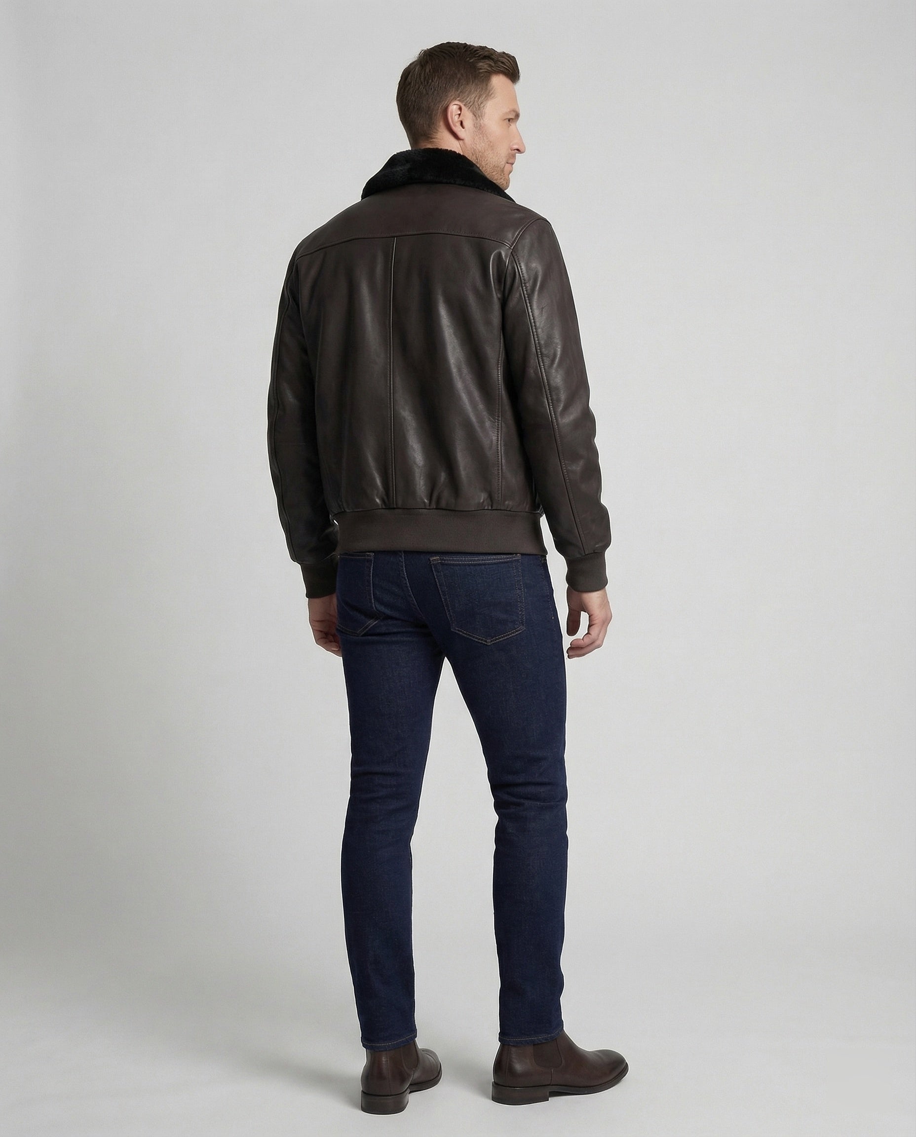 Men's pilot jacket with faux fur