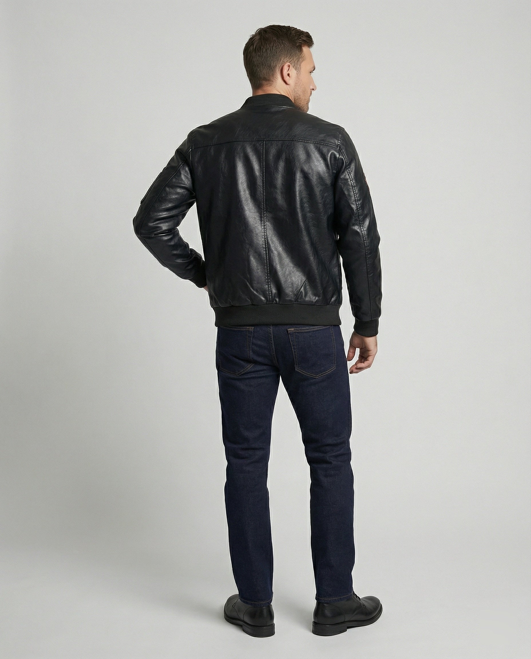 Men's Bomber Jacket Faux Leather Pilot Style