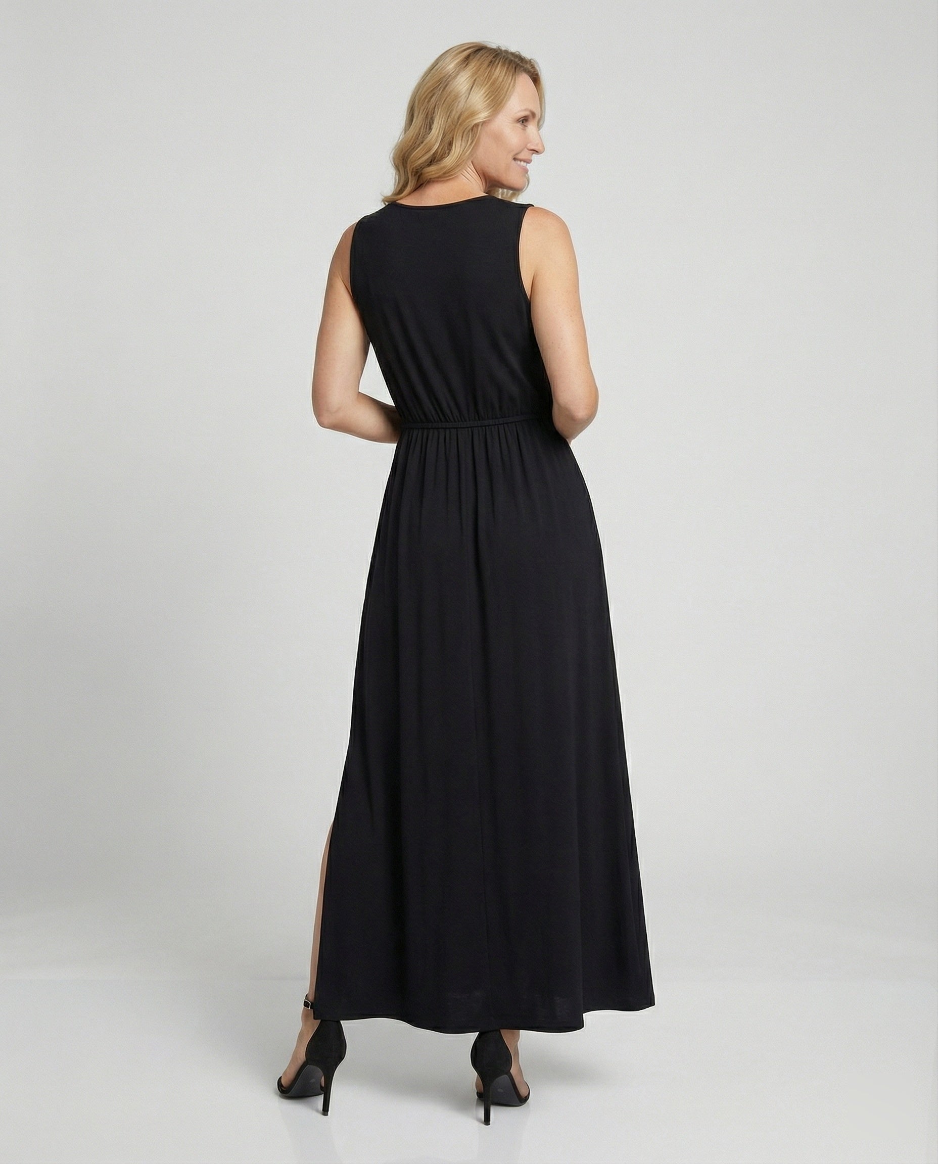 Ladies Maxidress Wrap Look with Leg Slit