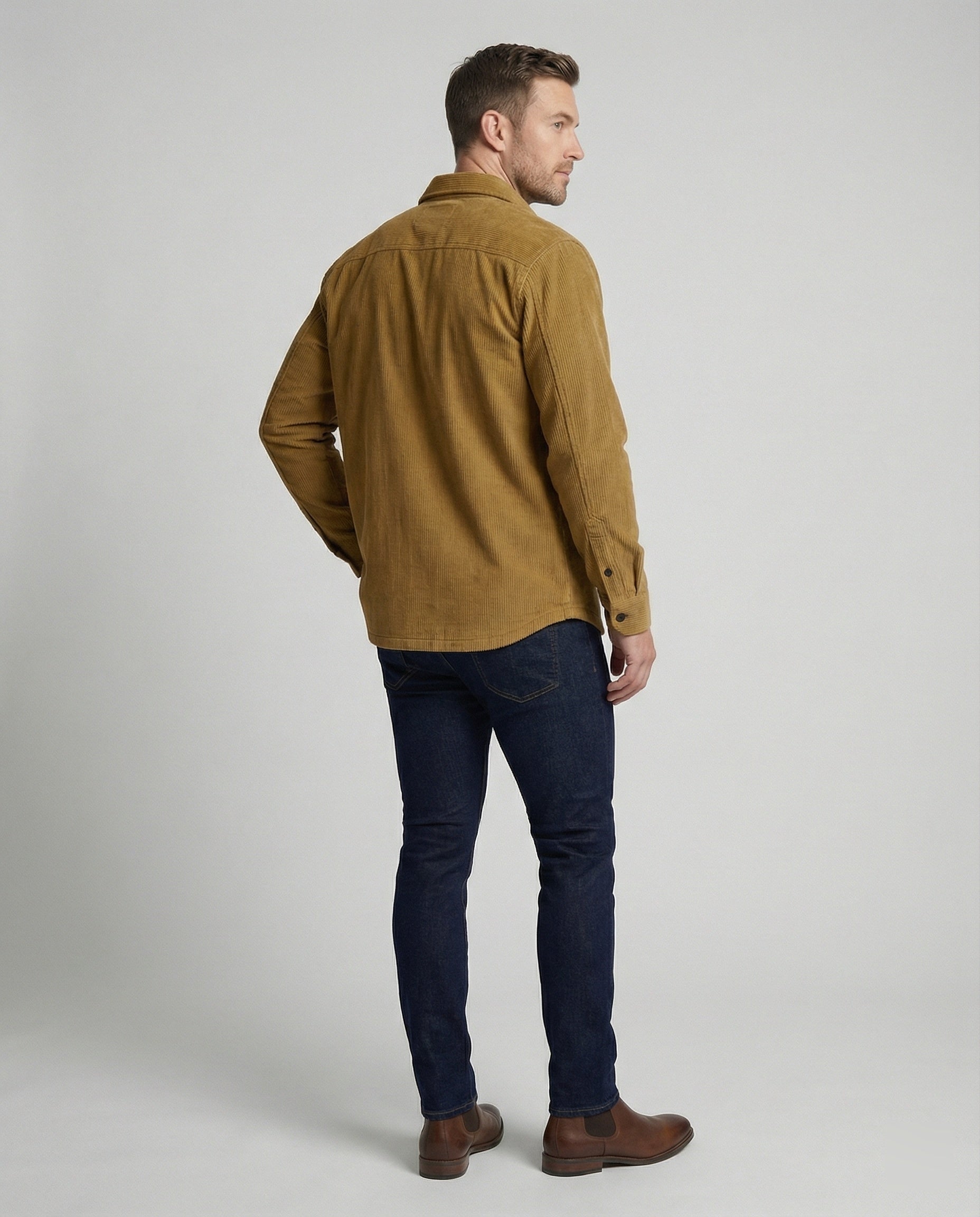 Men's Long Sleeve Shirt Cord Casual