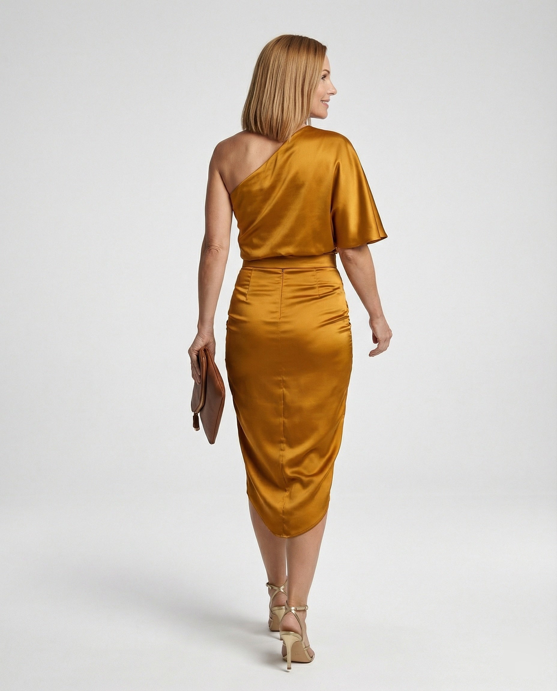 Elegant evening dress midi asymmetrical