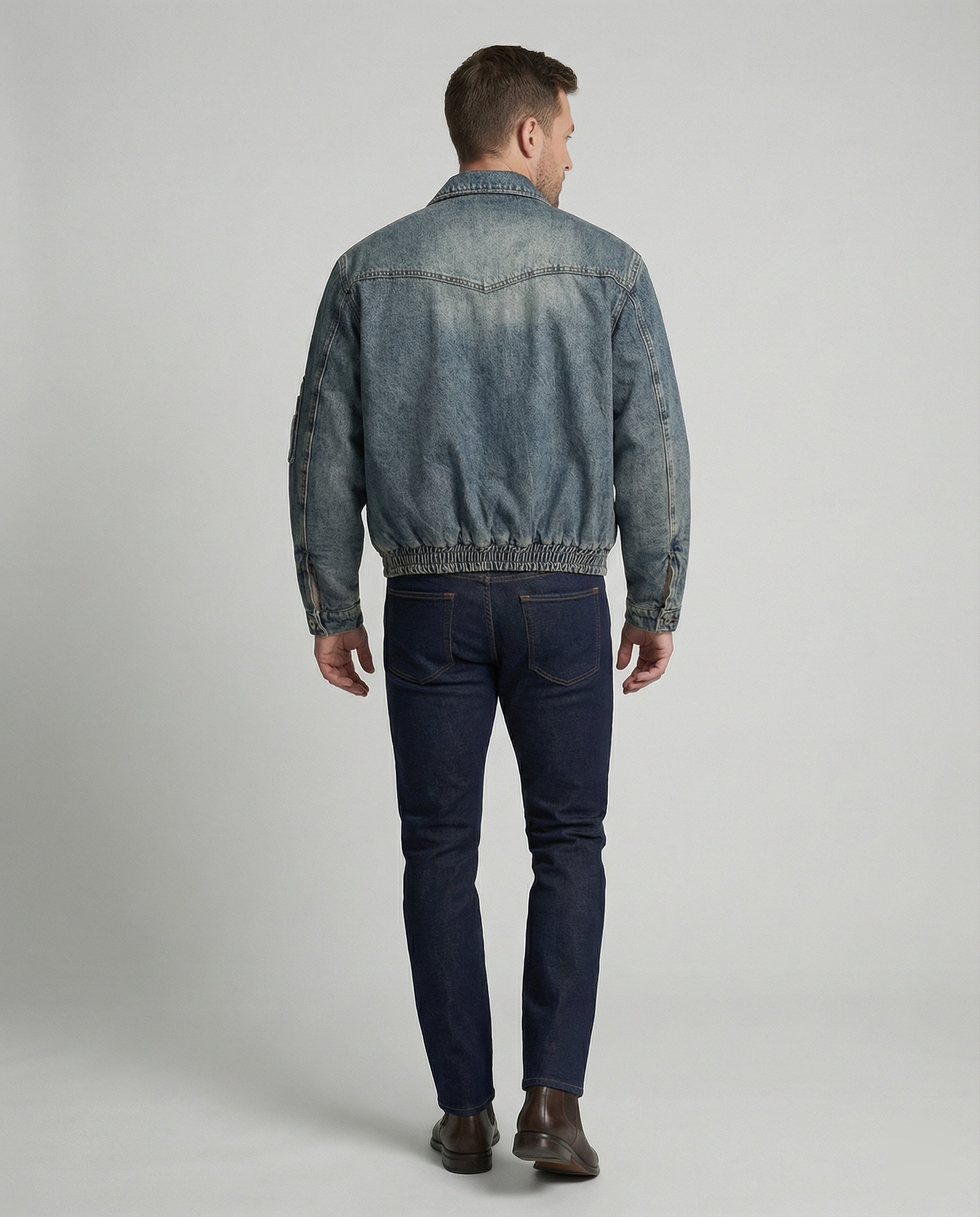 Men's Jeans Jacket Bomber with Teddy Lining