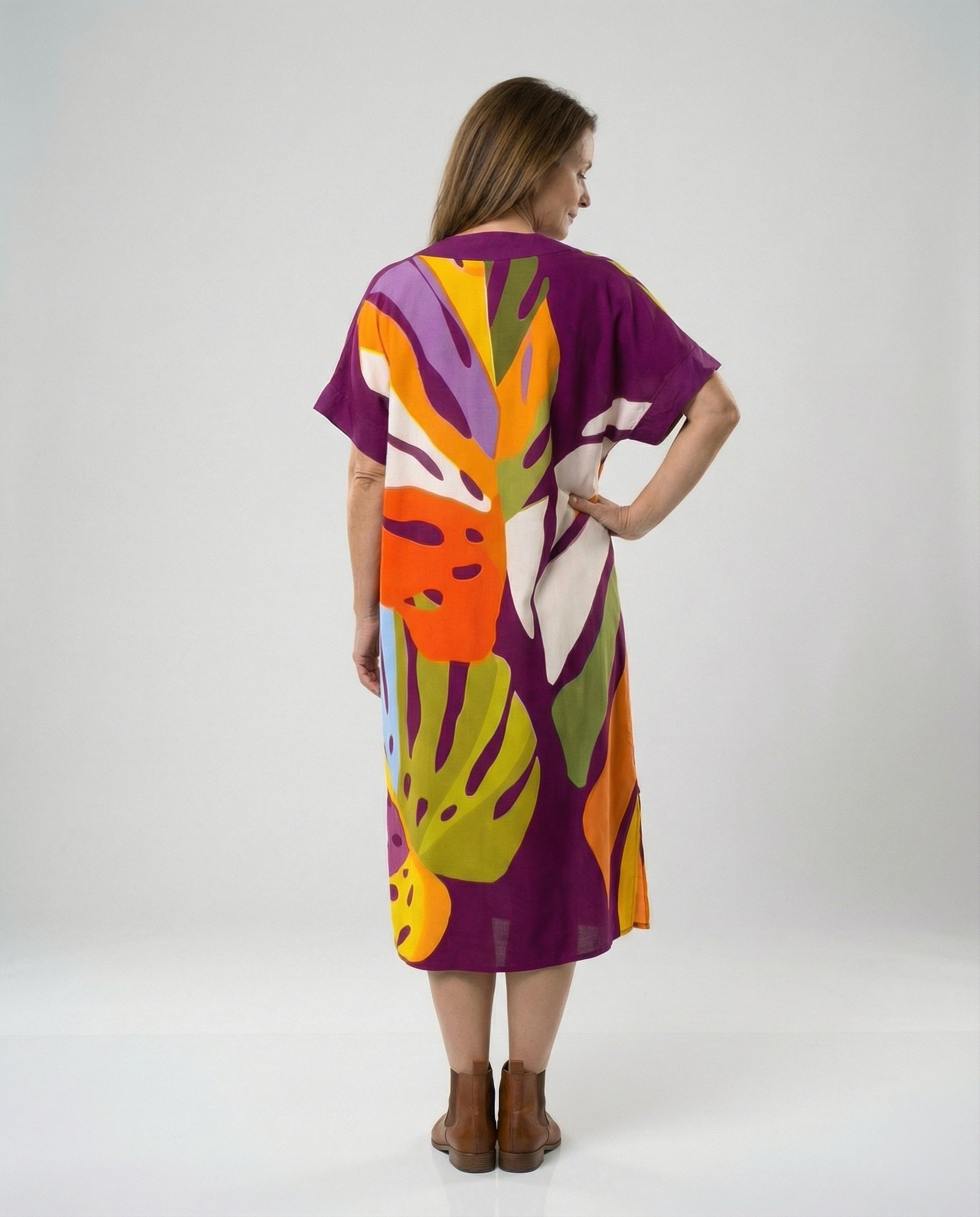 Women Kaftan Midi Dress Print