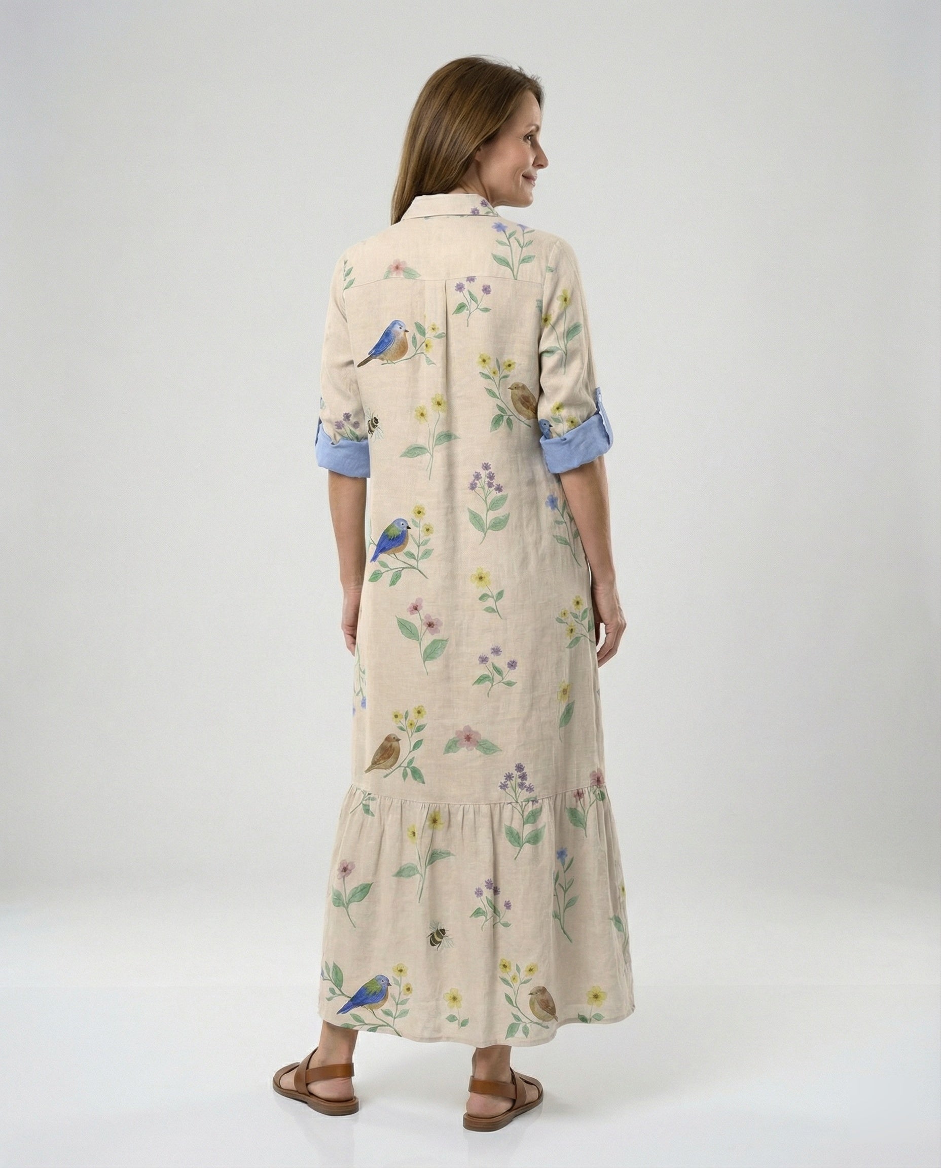 Ladies' shirt dress with ruffles