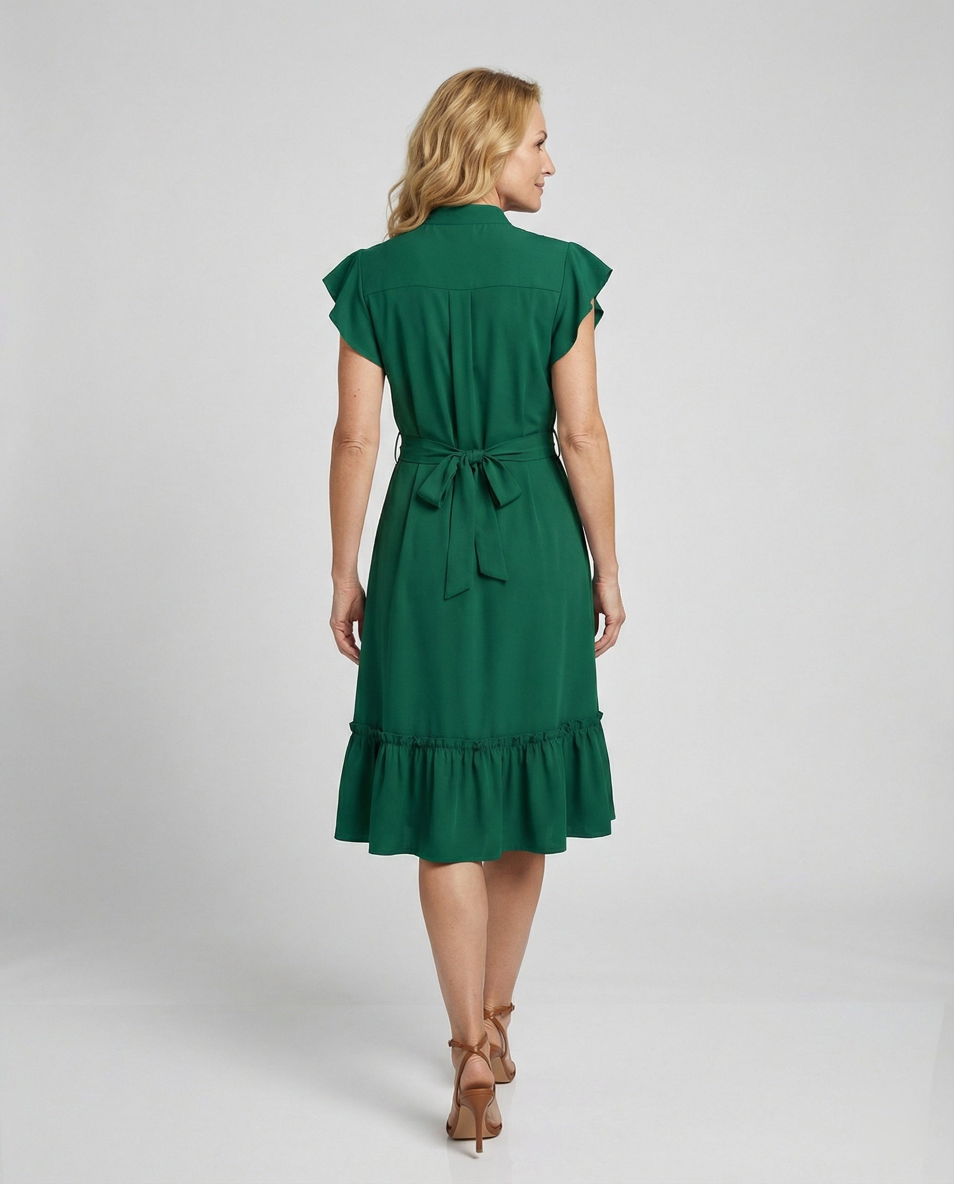Ladies' midi dress elegant with stand-up collar