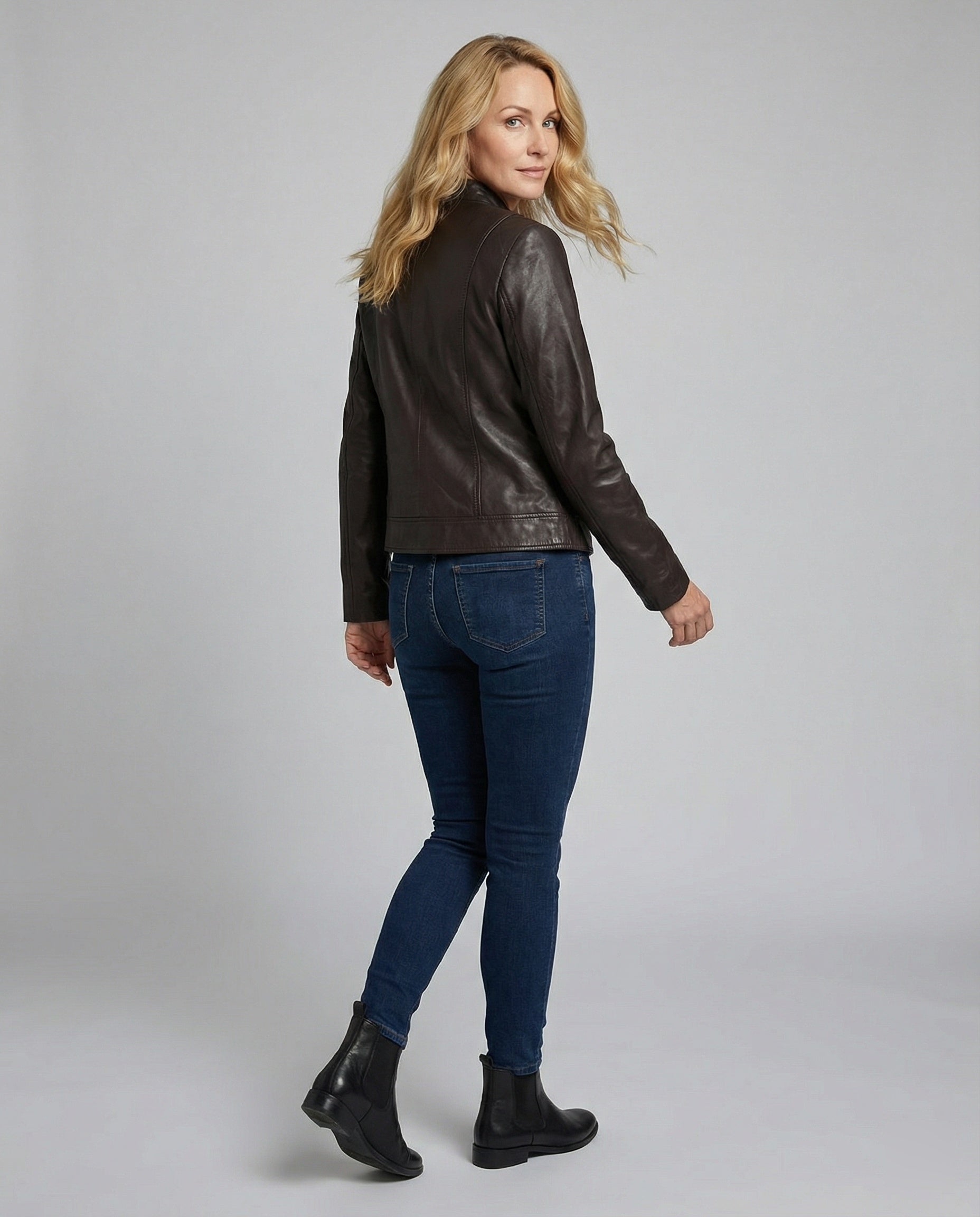 Women Leather Jacket Black with Studs