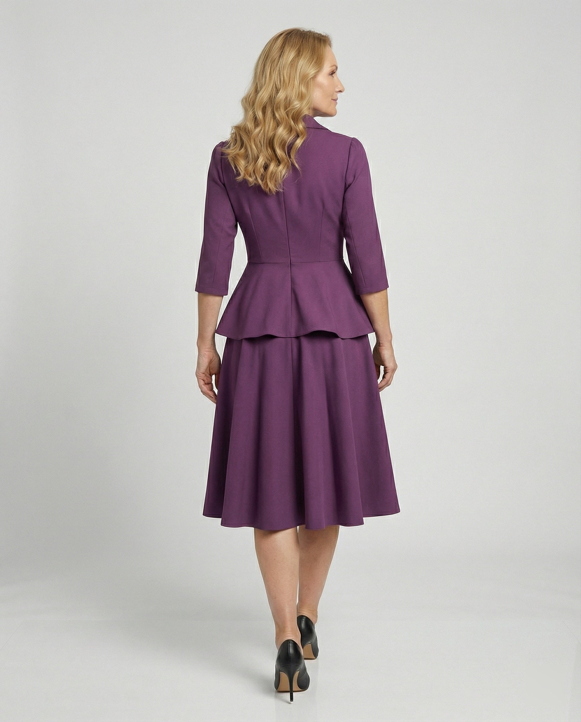 Ladies midi dress elegant with peplum