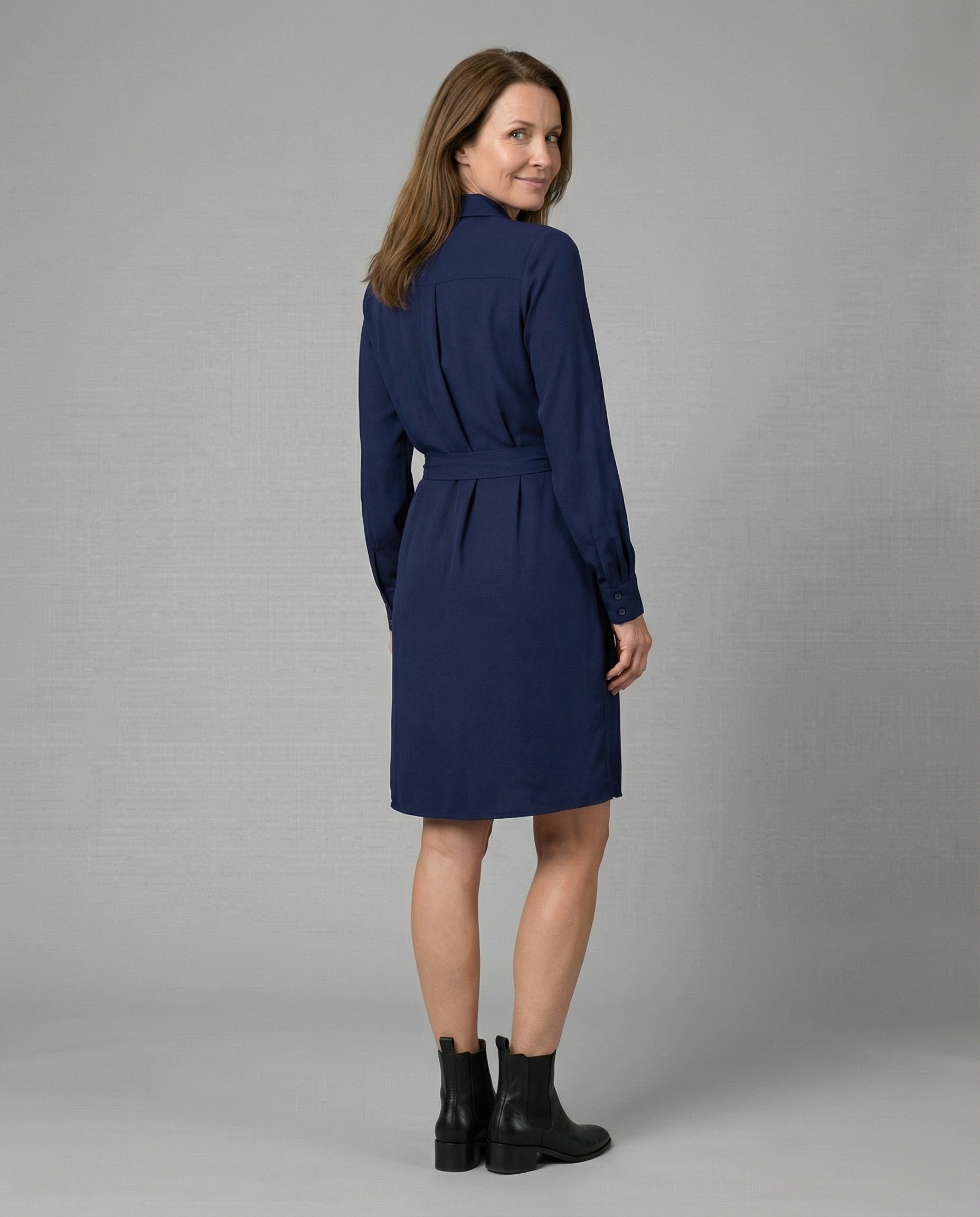 Leisure dress women shirt dress with waist belt
