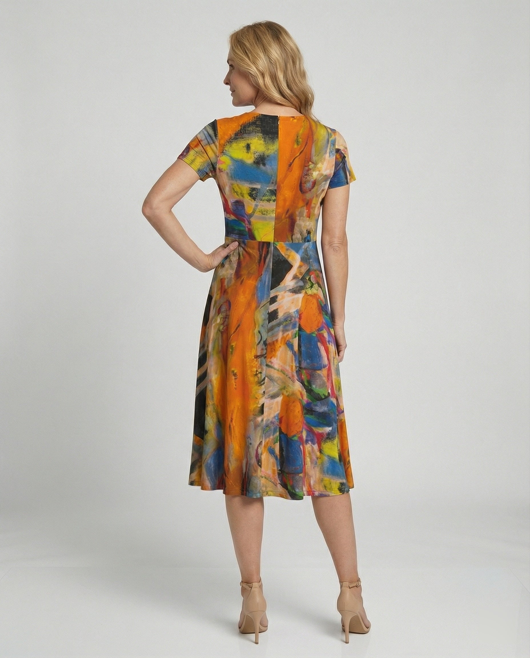 Leisure dress women midi dress flared skirt