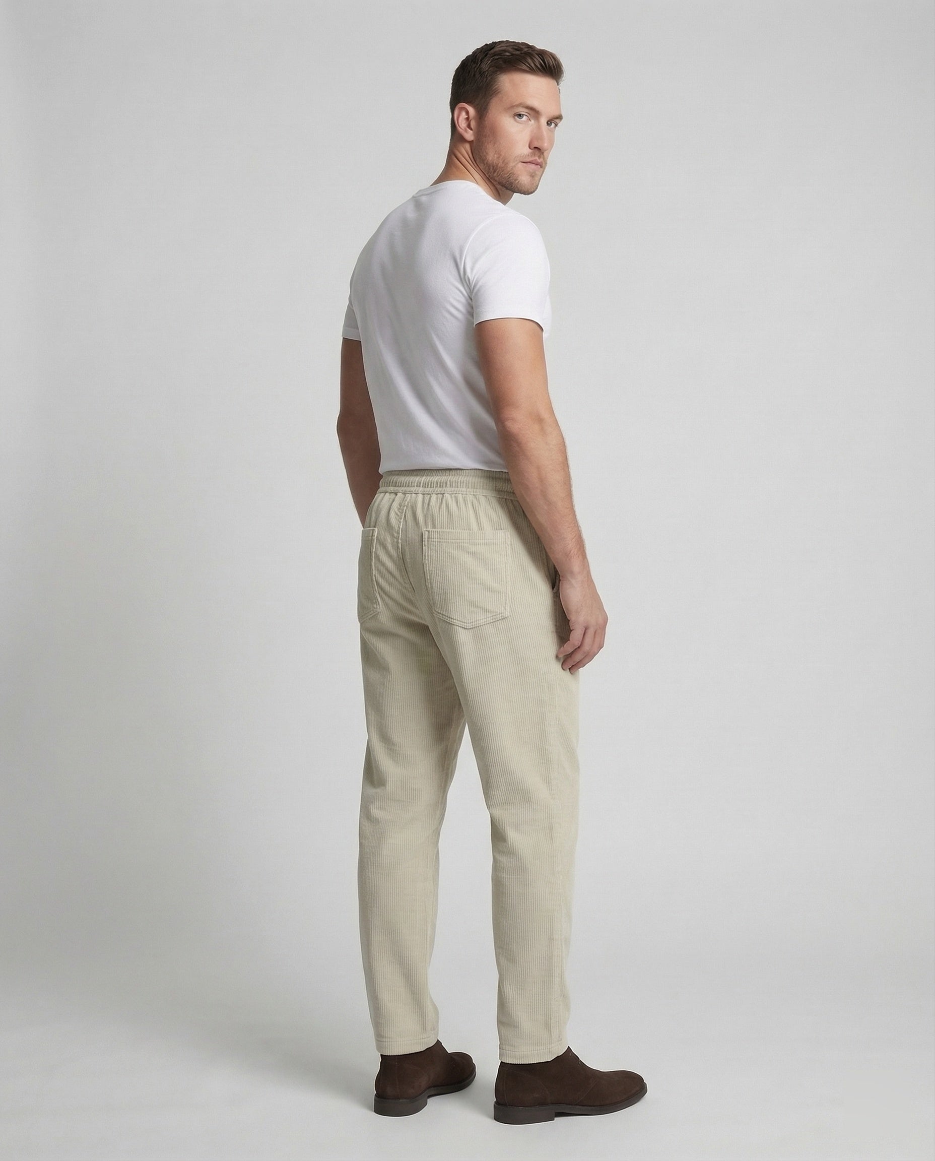 Men's wide cord pants with a high waist