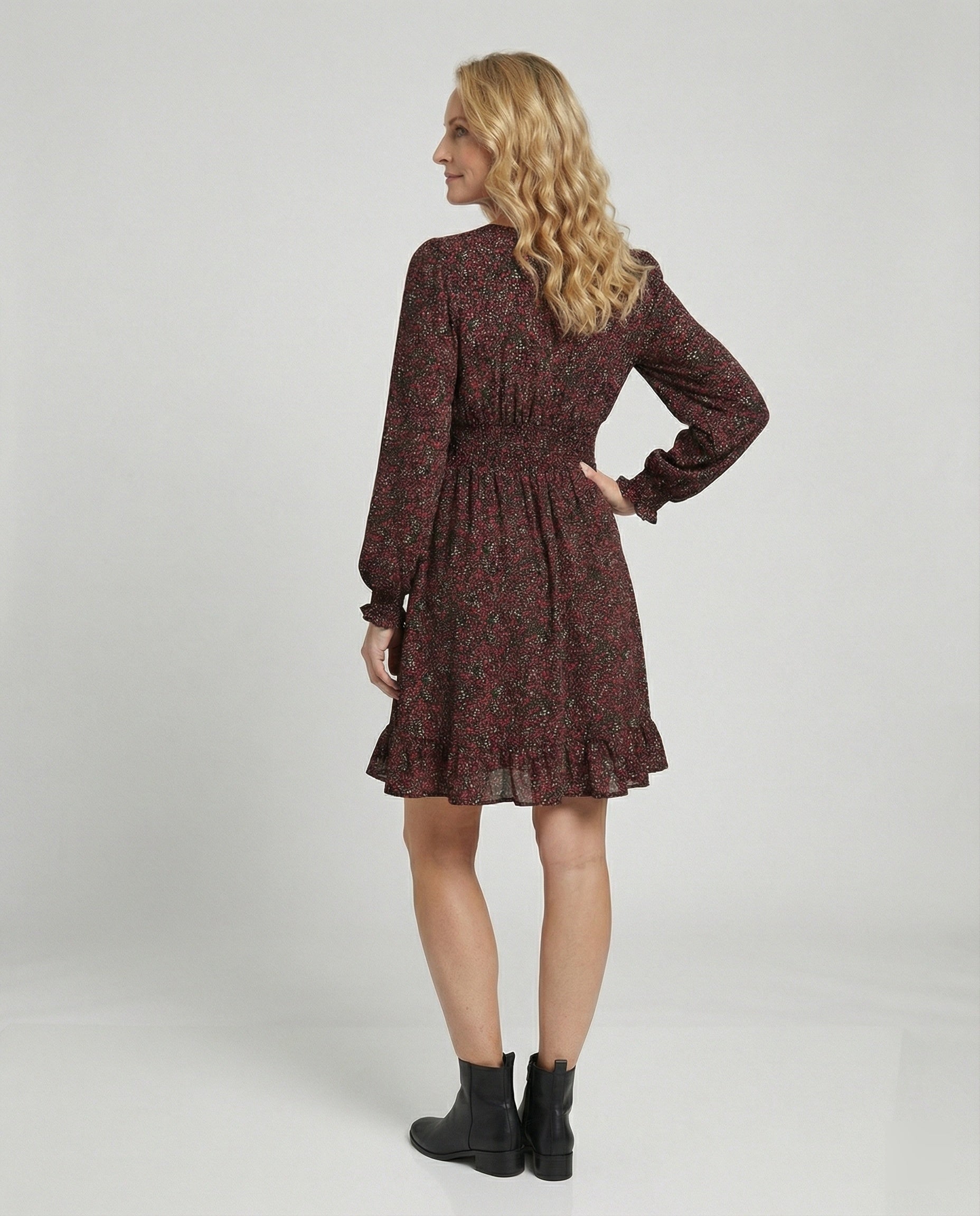 Women's A-Line Dress with Smocked Waistband