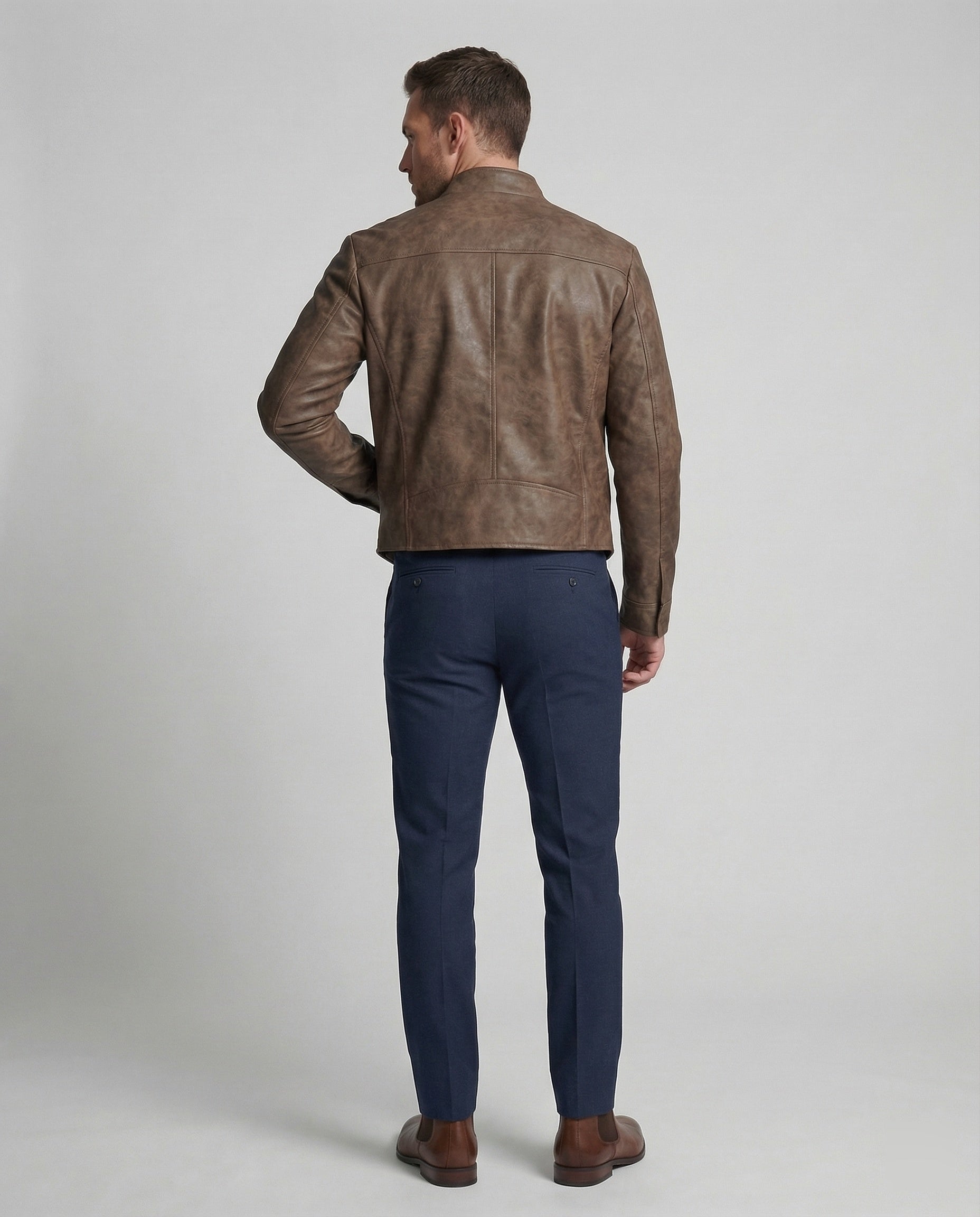 Men's Leather Look Short Jacket