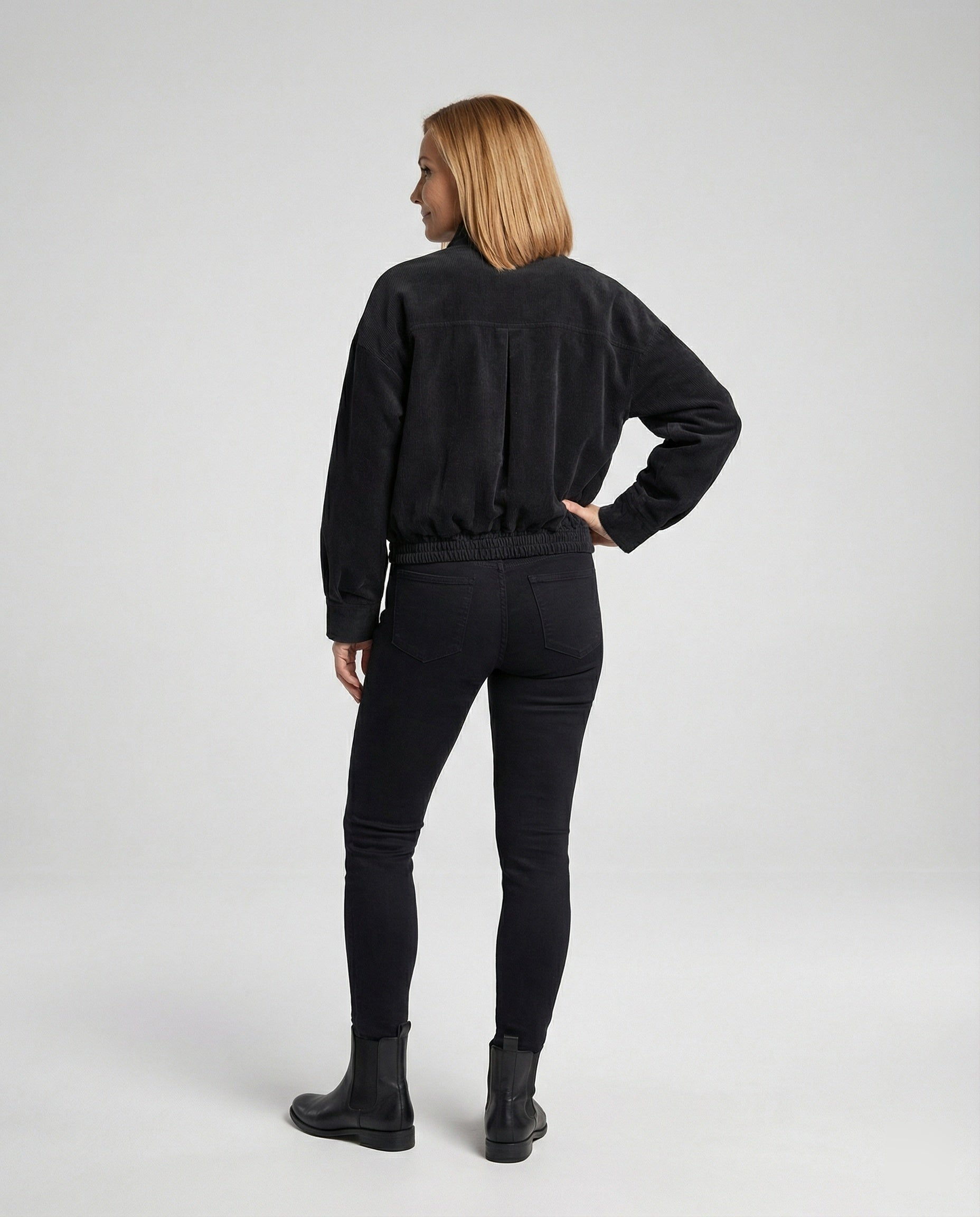 Ladies Cord Jacket with Stand-Up Collar
