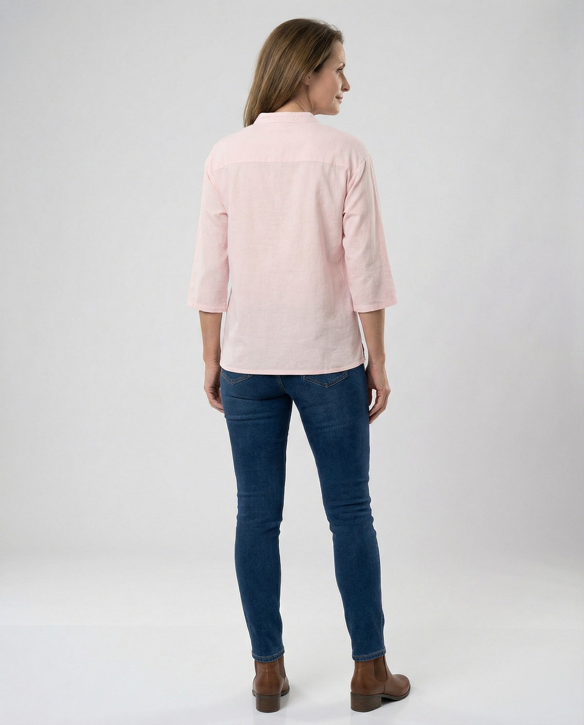 Women's blouse with stand-up collar