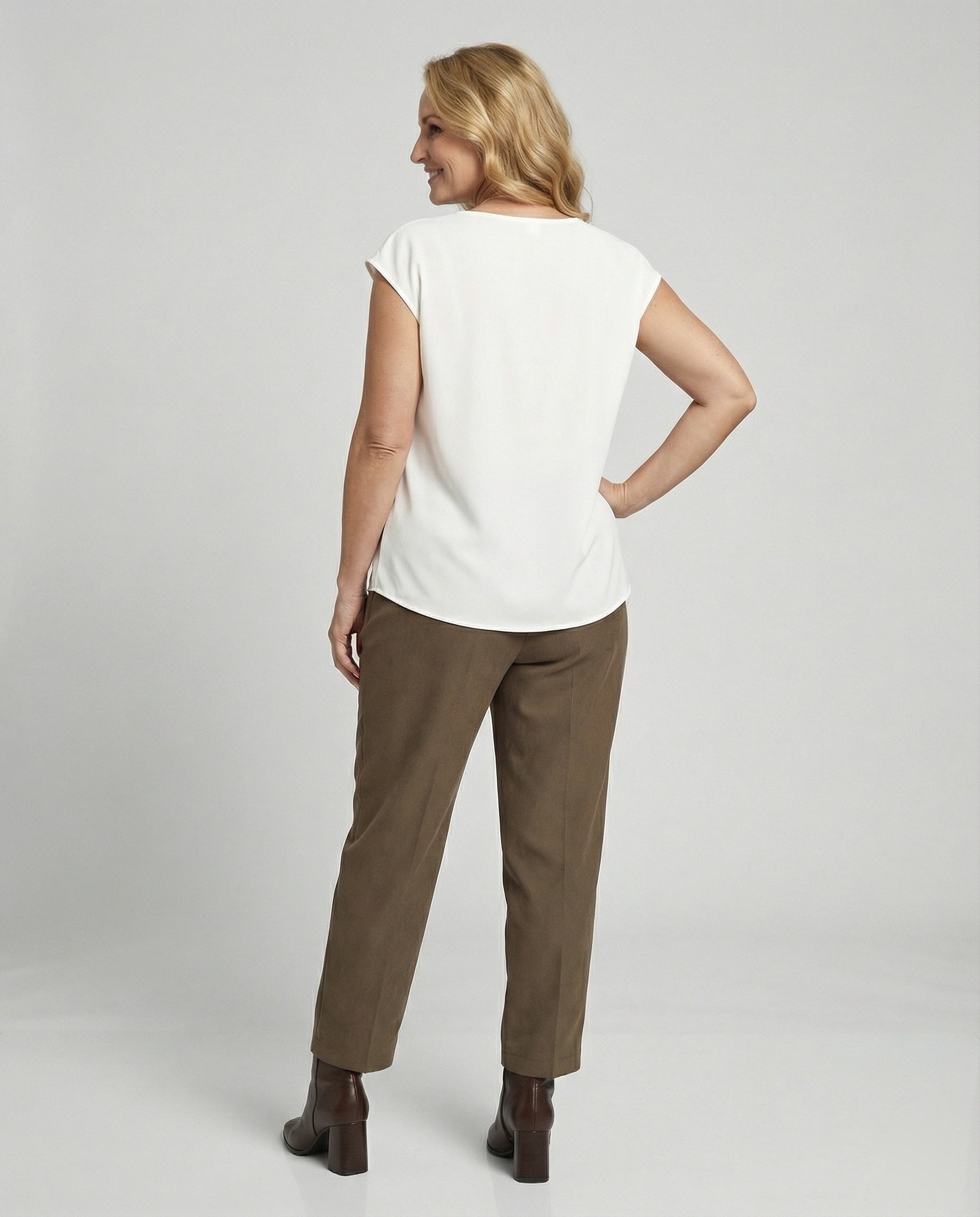Ladies Blouse Top Elegant Round Neck