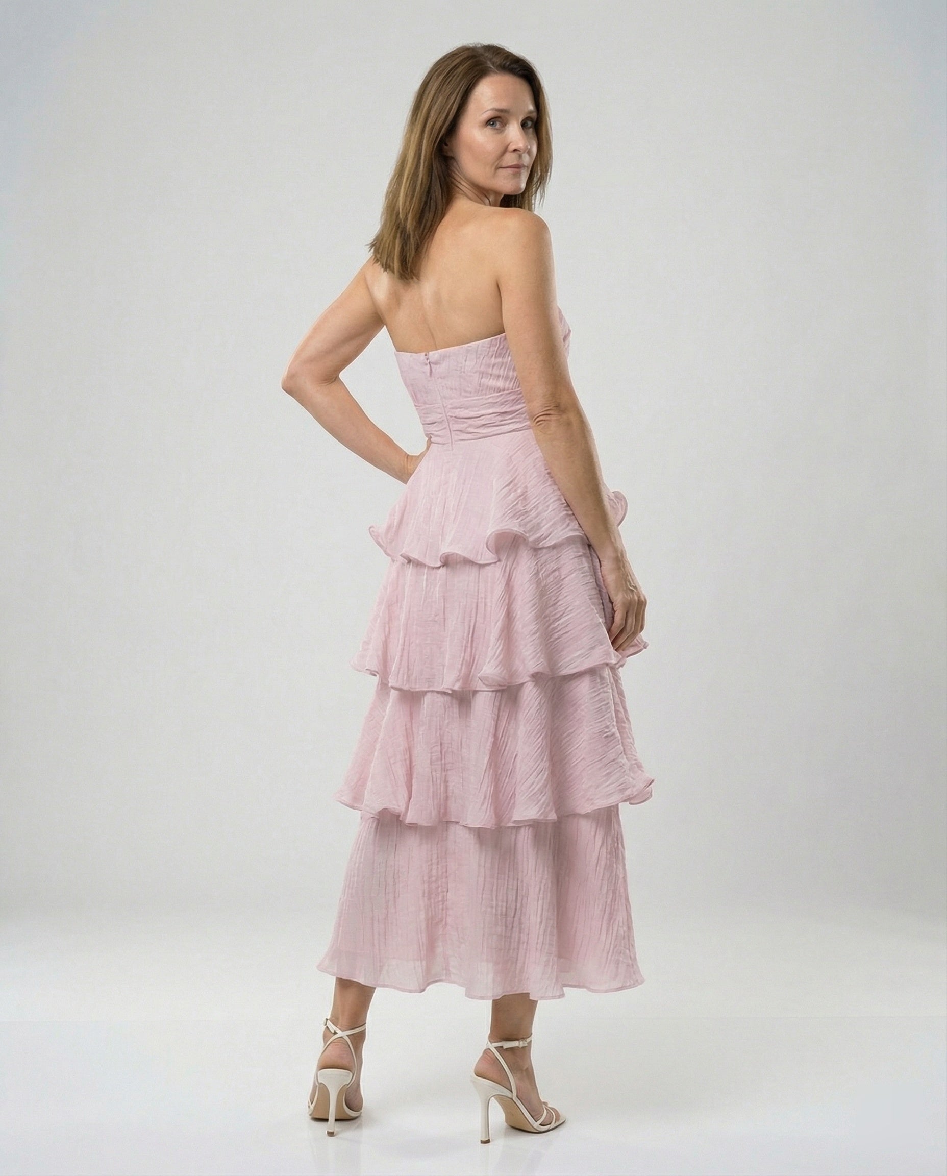 Ladies Bandeau Maxi Dress with Ruffles