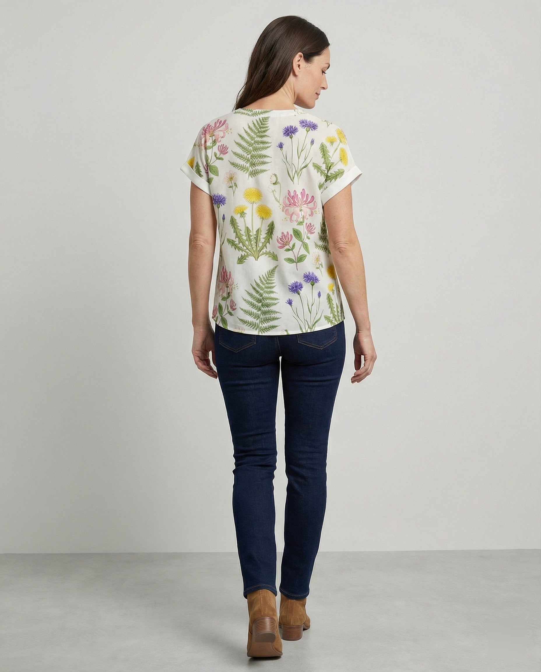 V-neck blouse linen look ladies