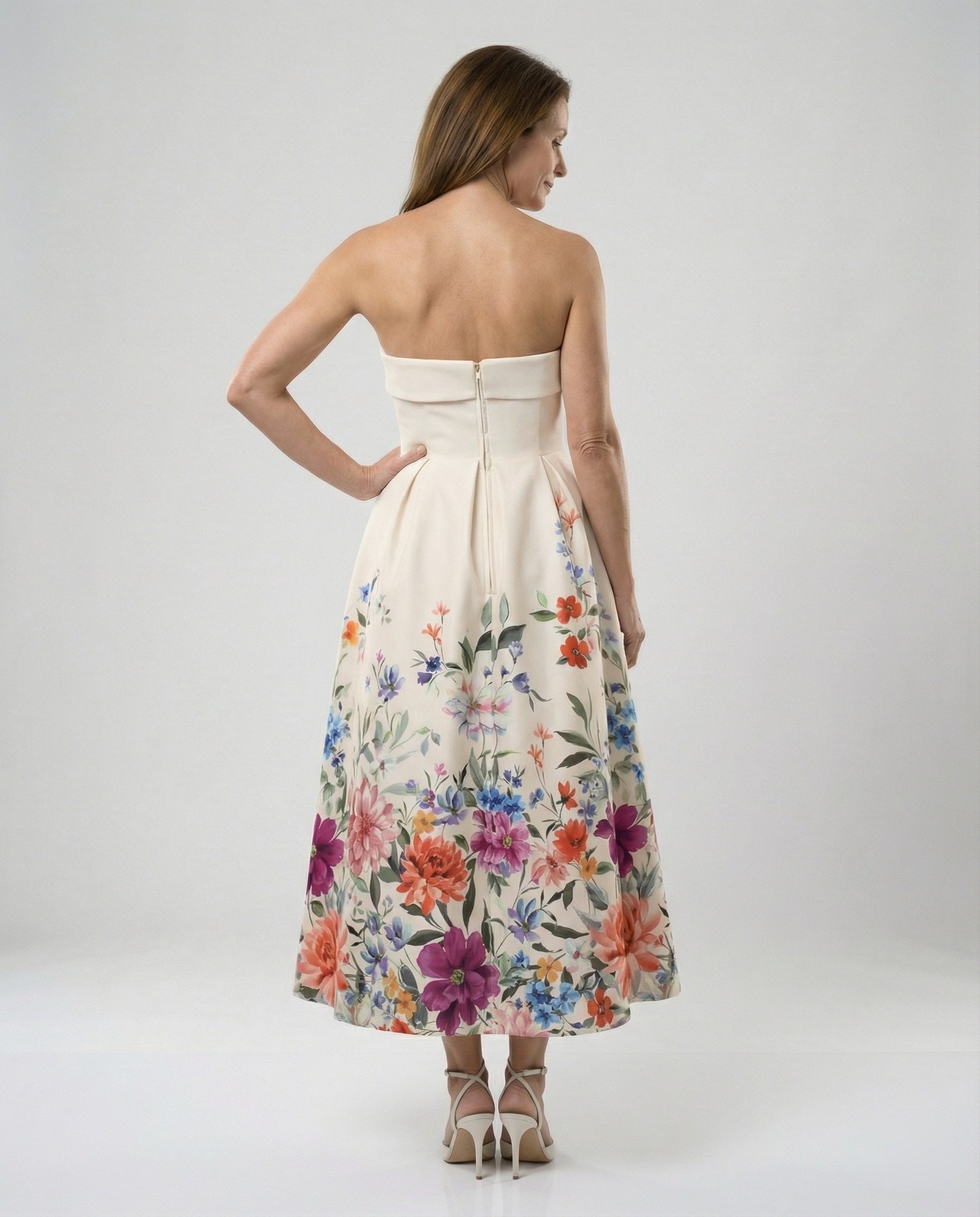 Women’s evening dress strapless with corset