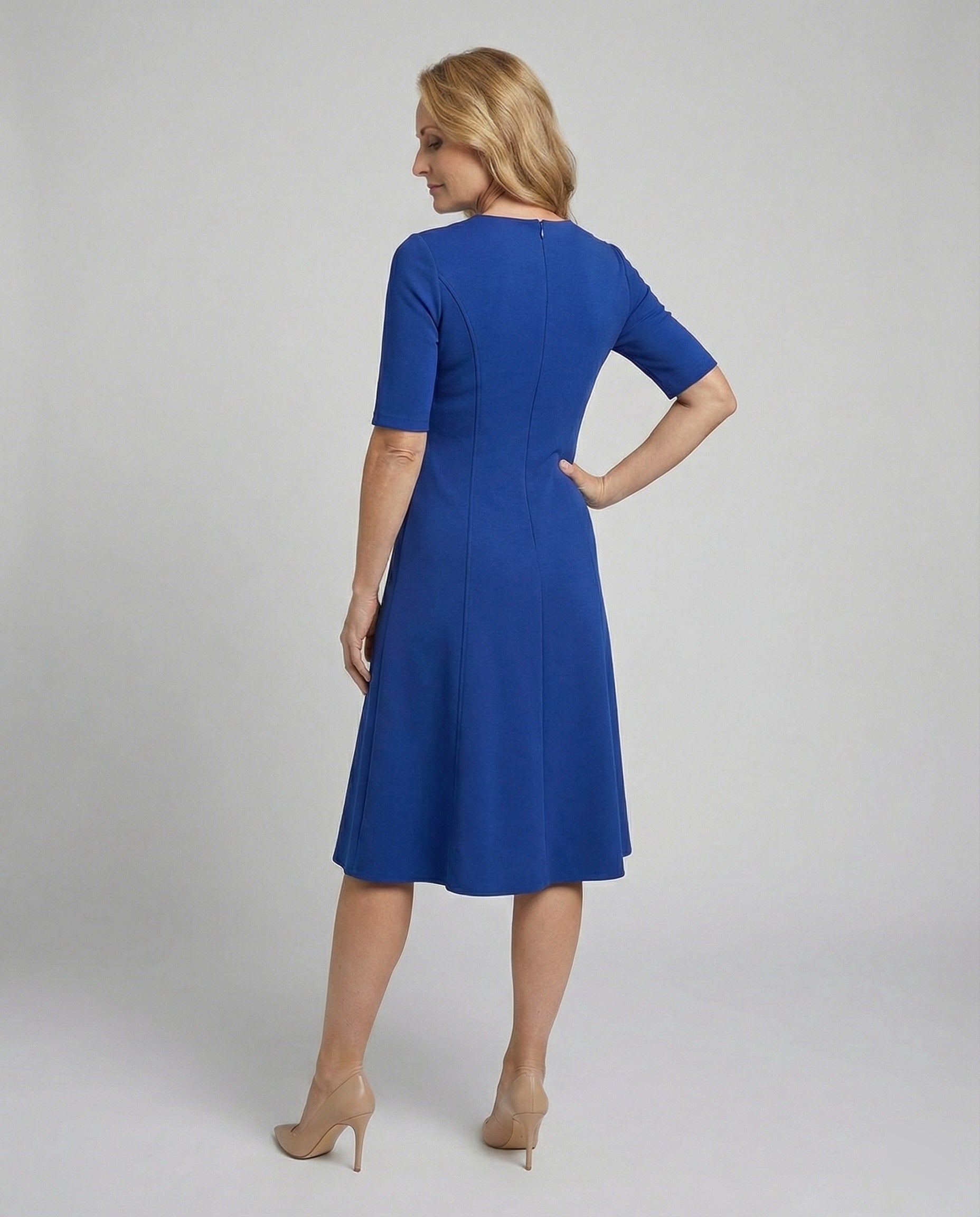 Ladies Midi Dress Elegant Half Sleeve
