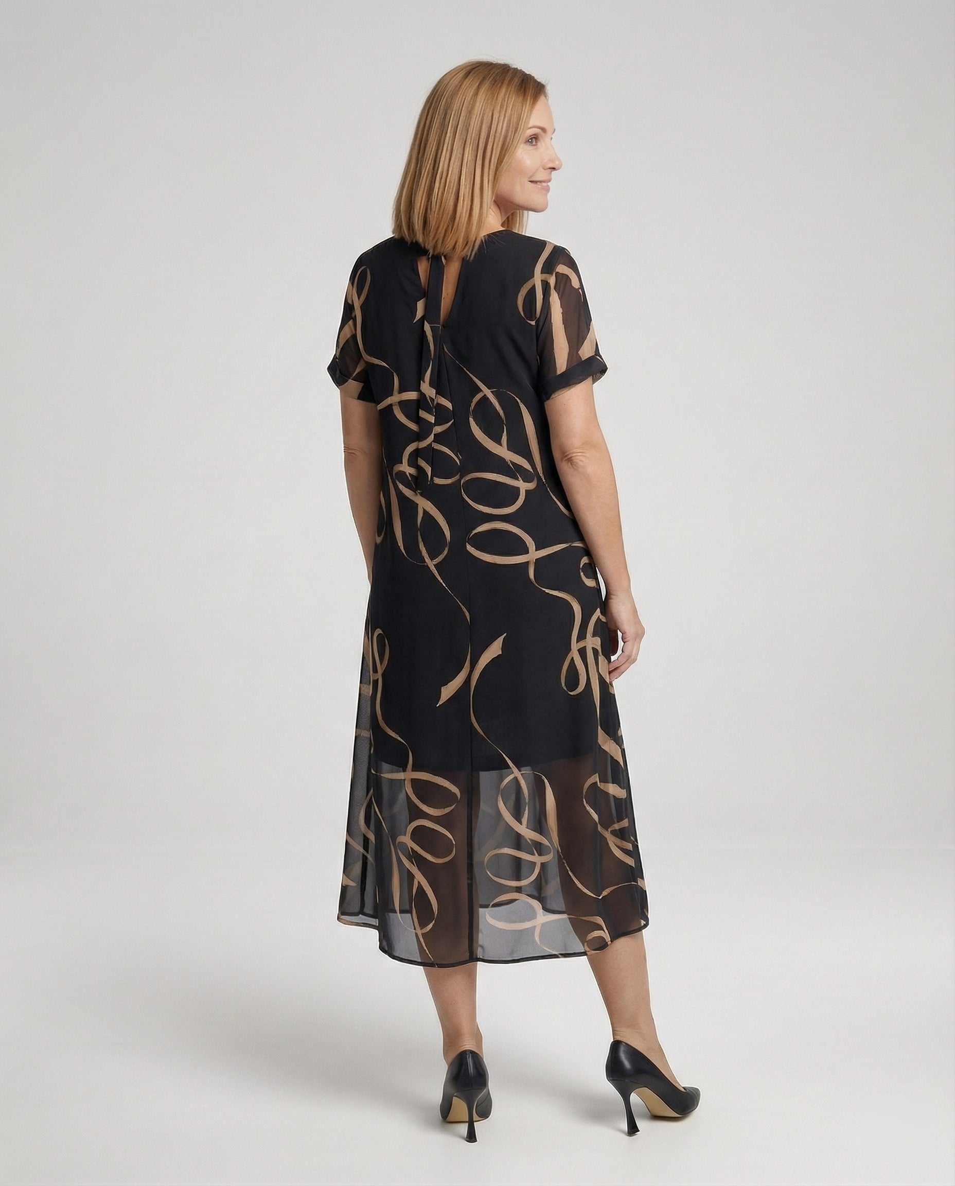 Leisure Dress Women Midi Dress Chiffon A-Line V-Neck