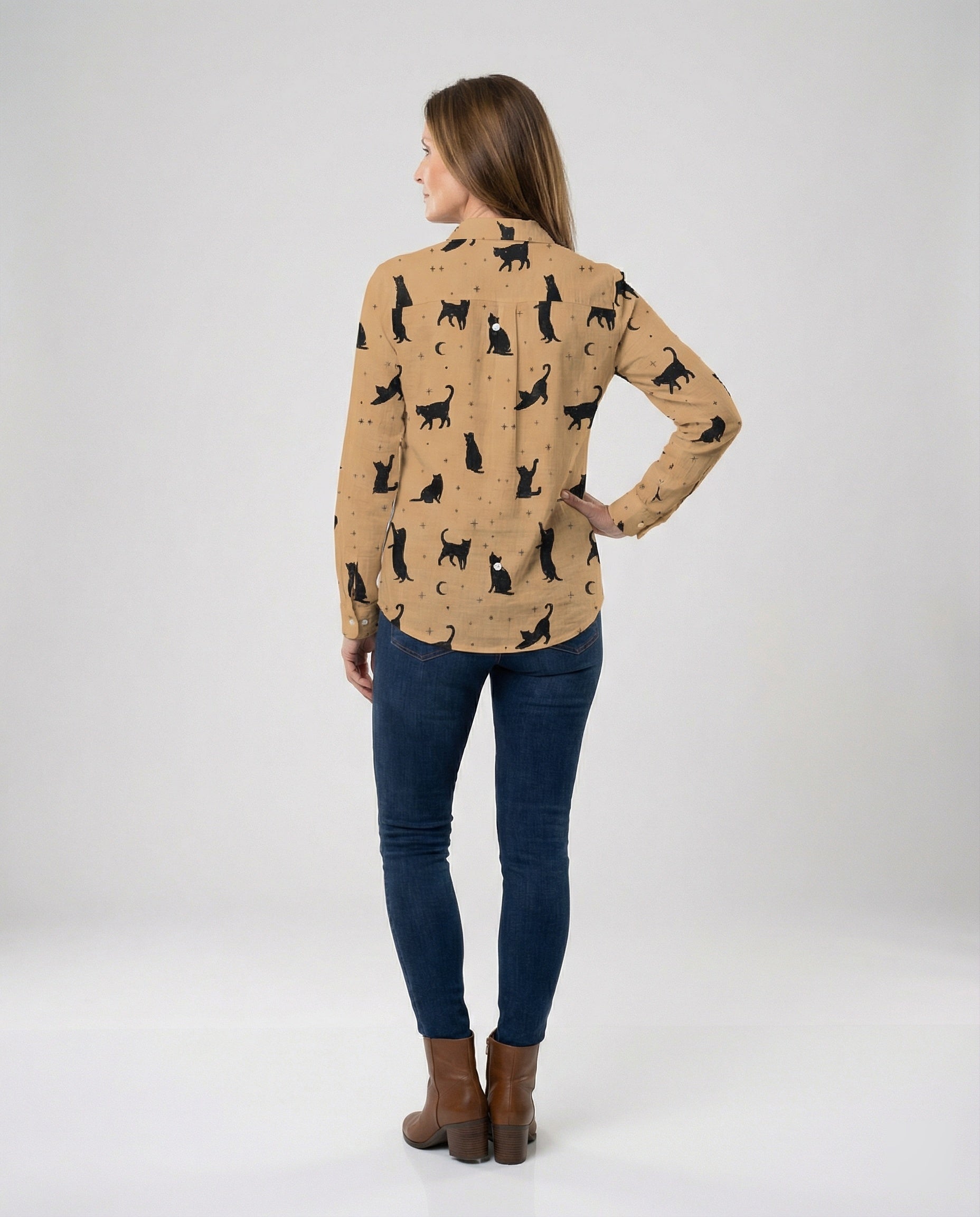 Women's Shirt Blouse Cat Print