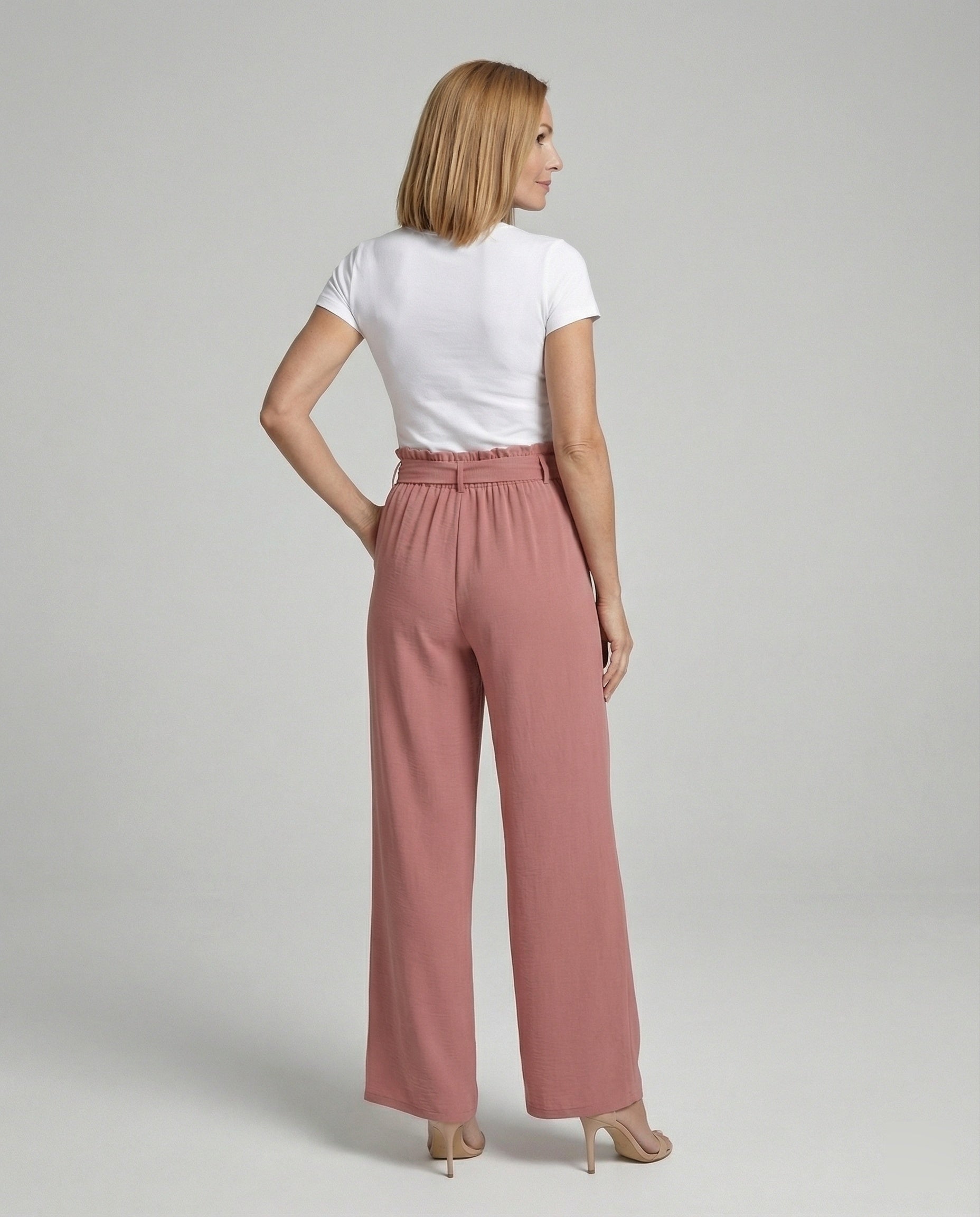 Women's fabric trousers Women's high waist wide