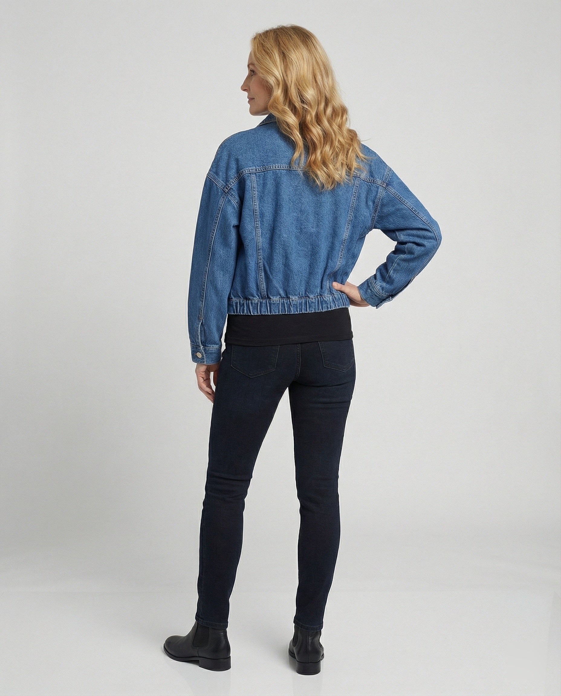 Women's Oversized Denim Jacket with Zipper
