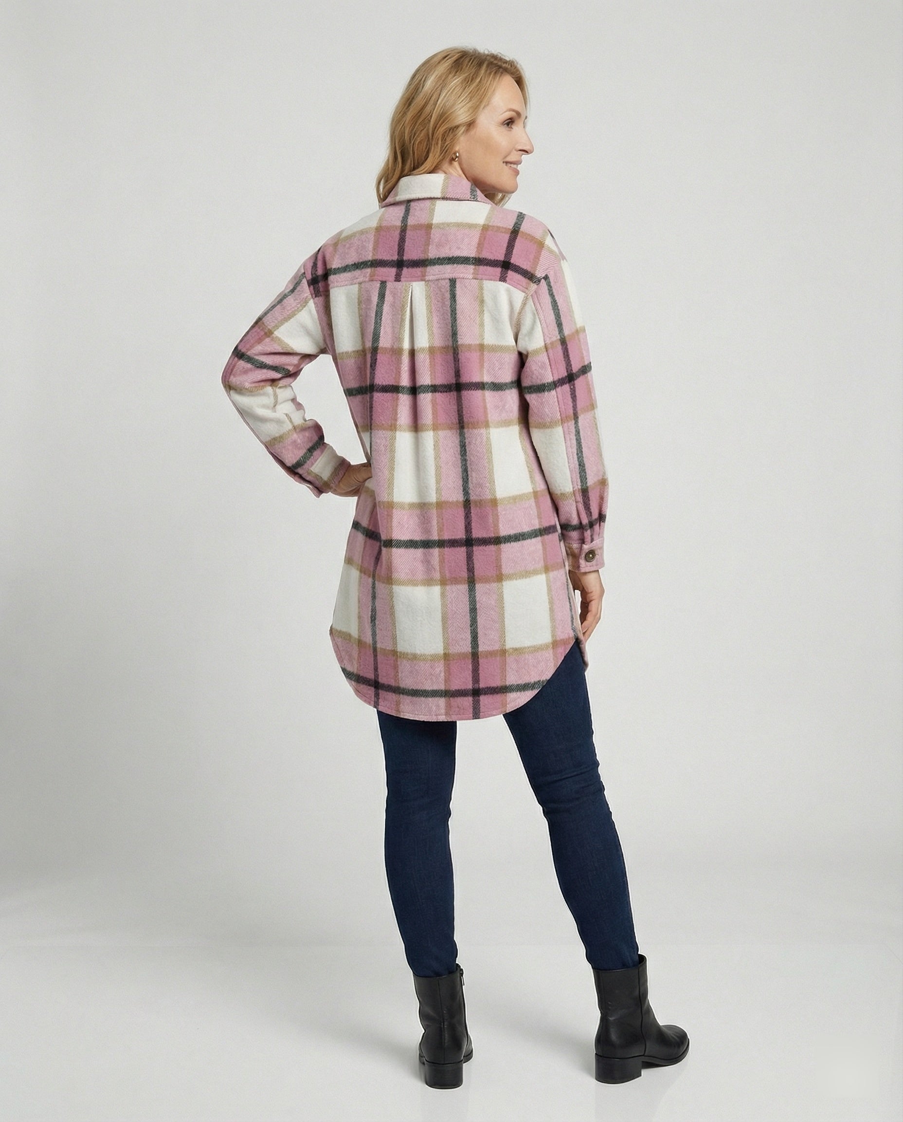Women Checked Shirt Jacket with Casual Cut